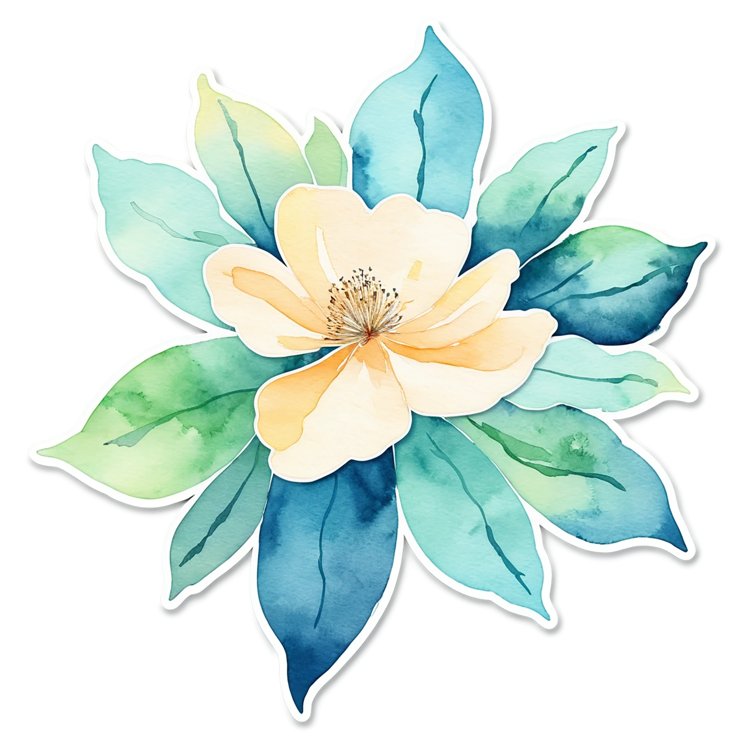 Floral watercolor sticker isolated on transparent background #16210