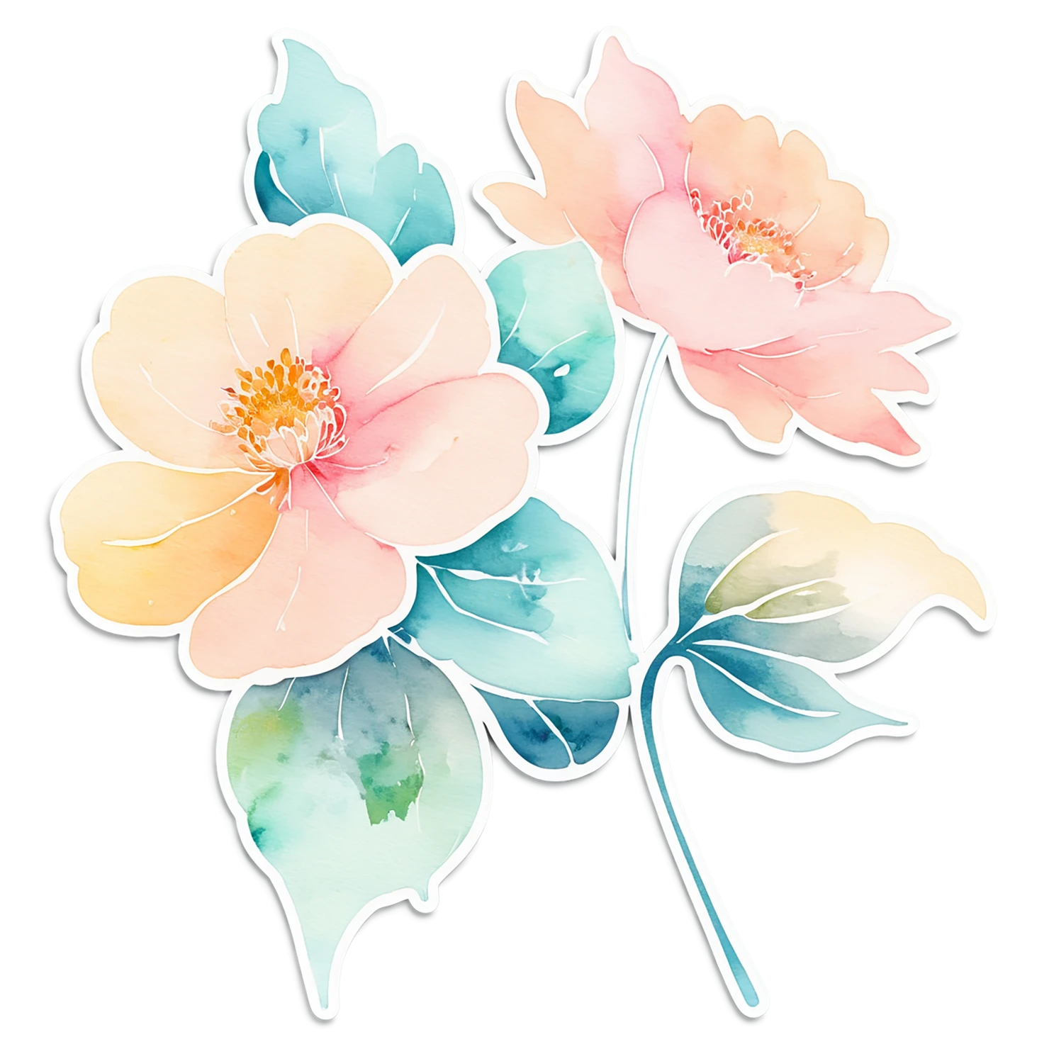 Floral watercolor sticker isolated on transparent background #16211