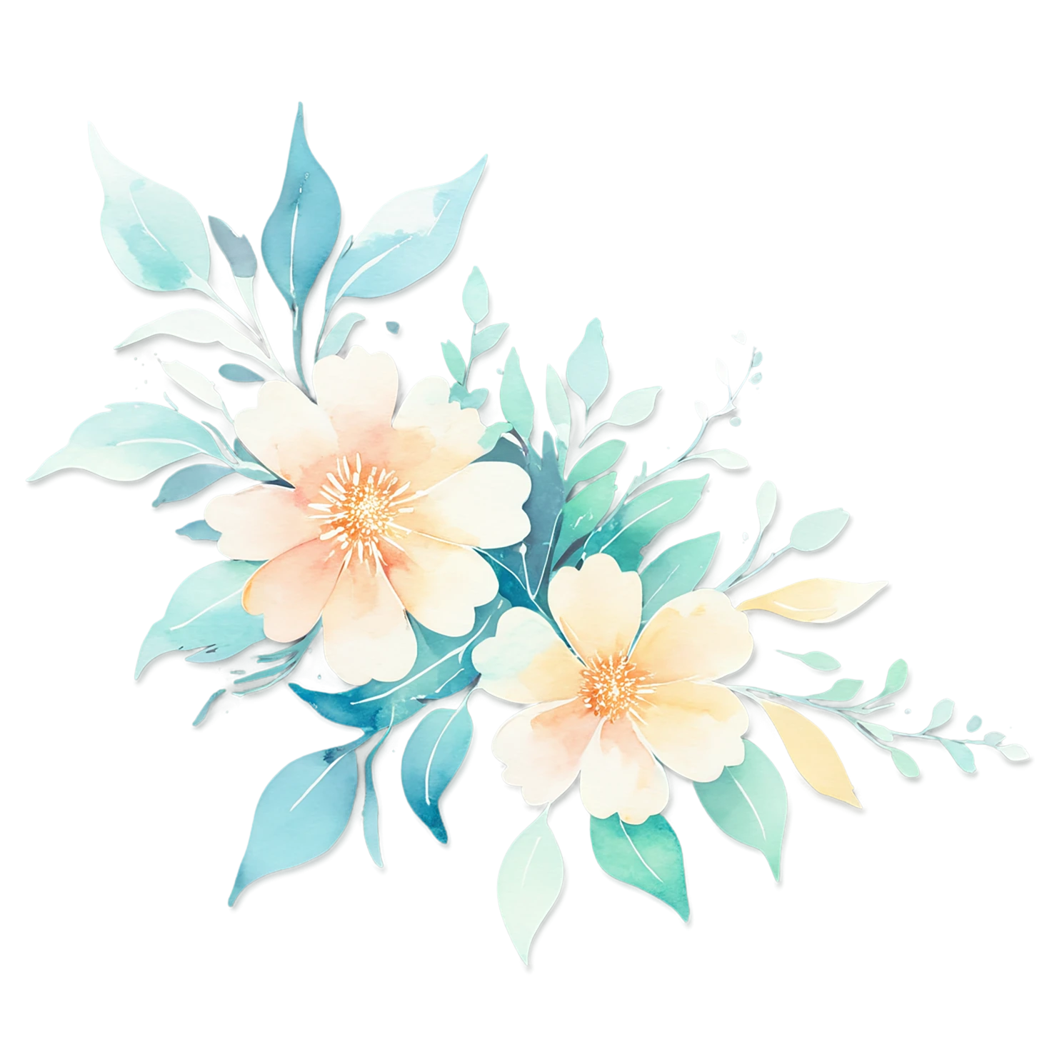 Floral watercolor sticker isolated on transparent background #16212