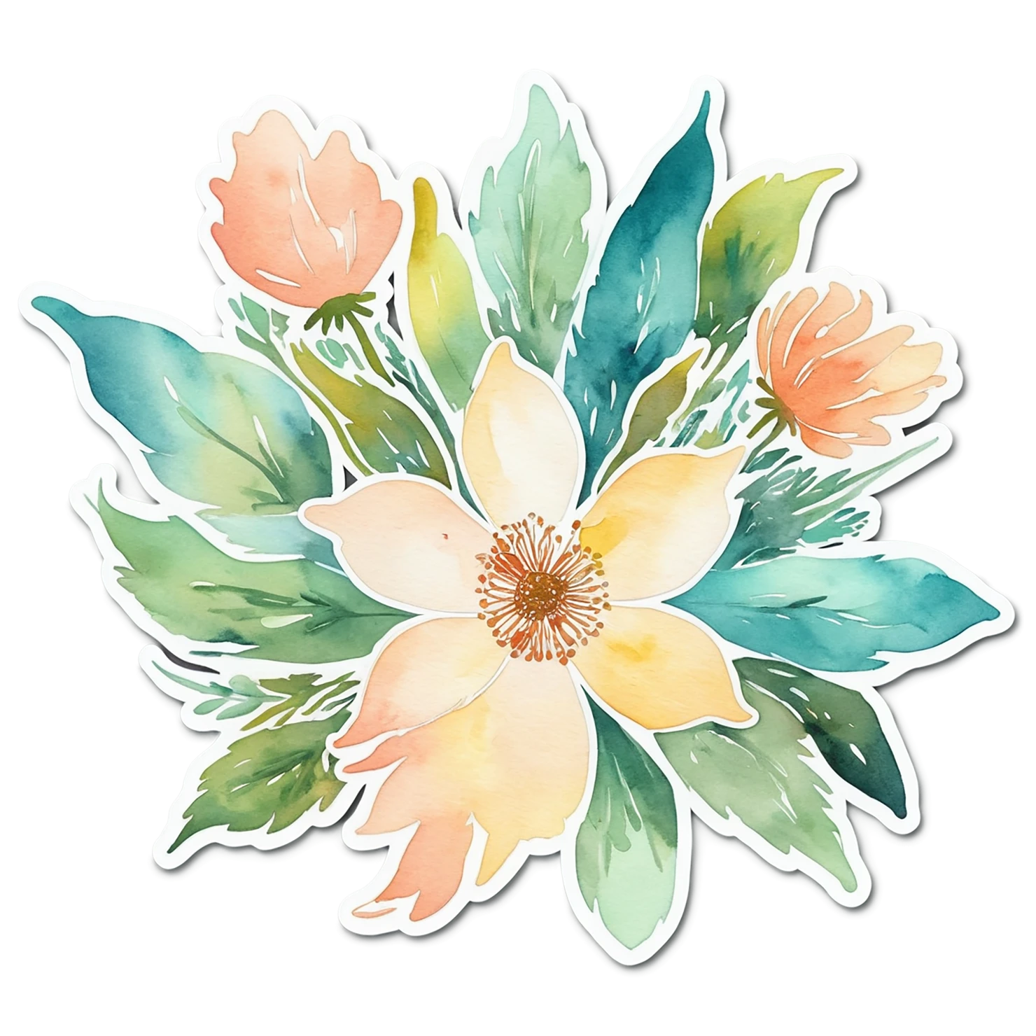 Floral watercolor sticker isolated on transparent background #16213