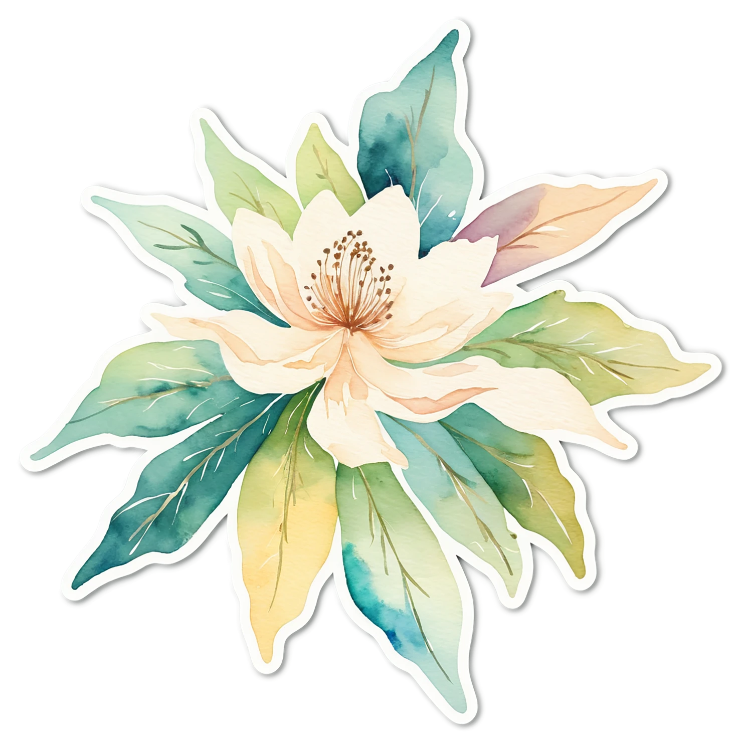 Floral watercolor sticker isolated on transparent background #16214