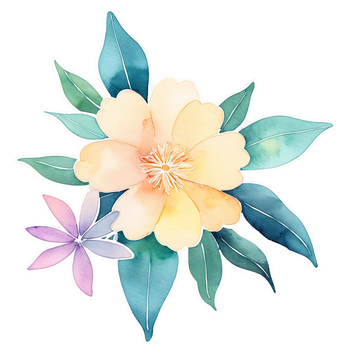 Floral watercolor sticker isolated on transparent background #16215
