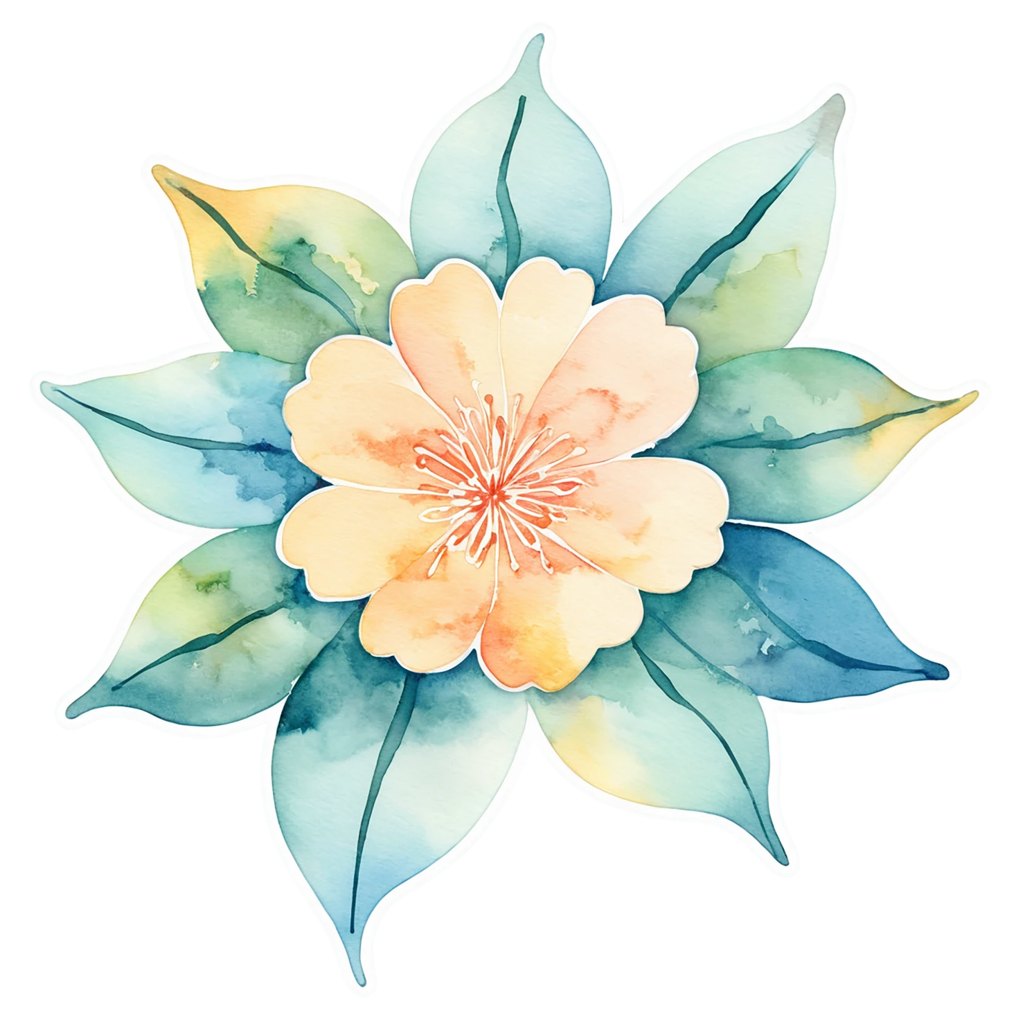Floral watercolor sticker isolated on transparent background #16218