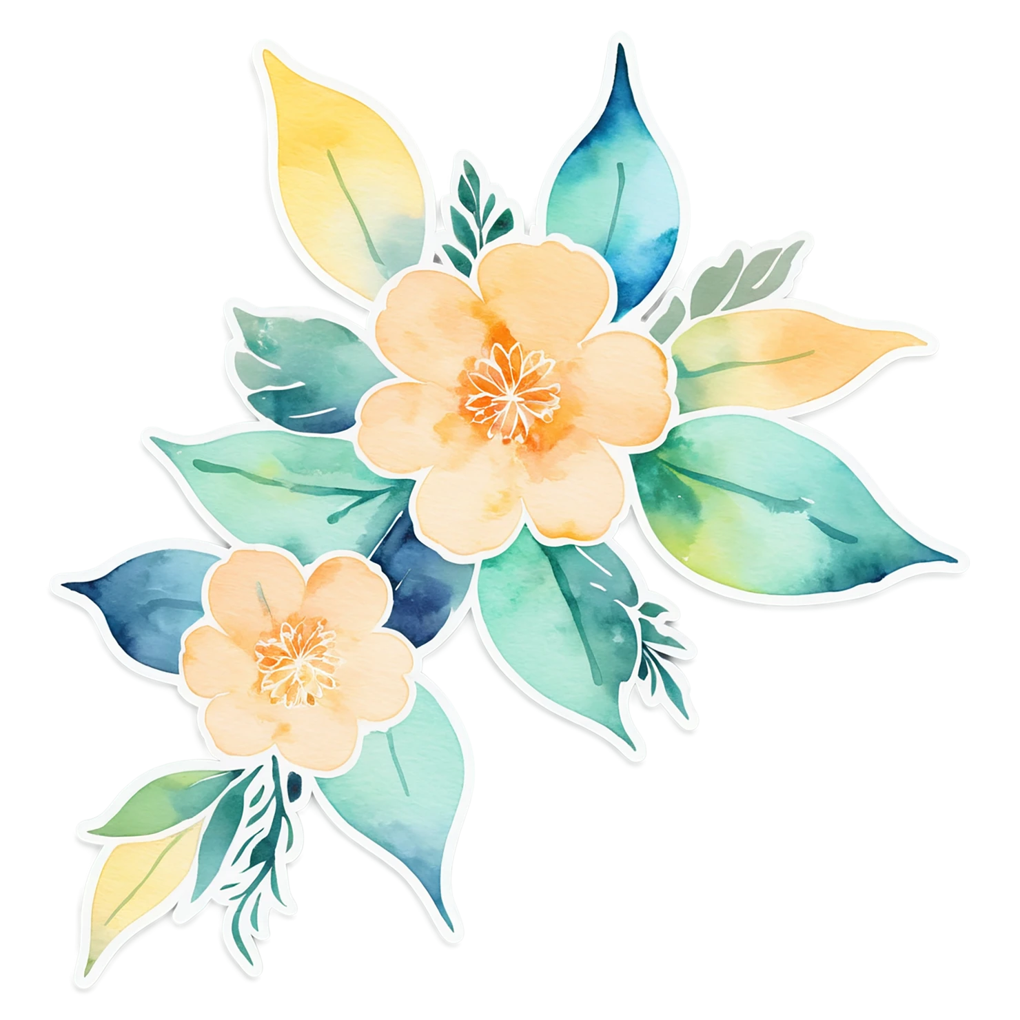Floral watercolor sticker isolated on transparent background #16225