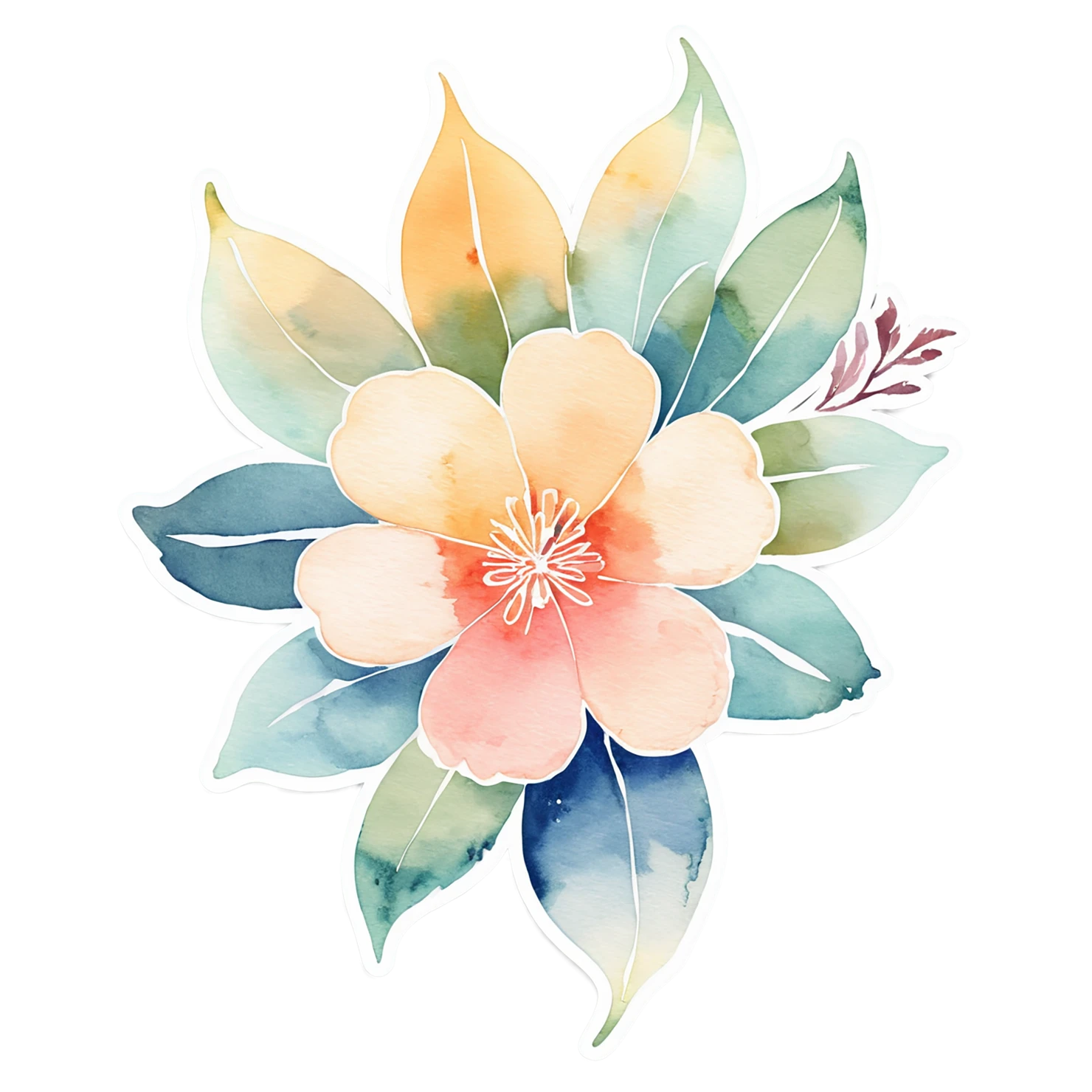 Floral watercolor sticker isolated on transparent background #16226
