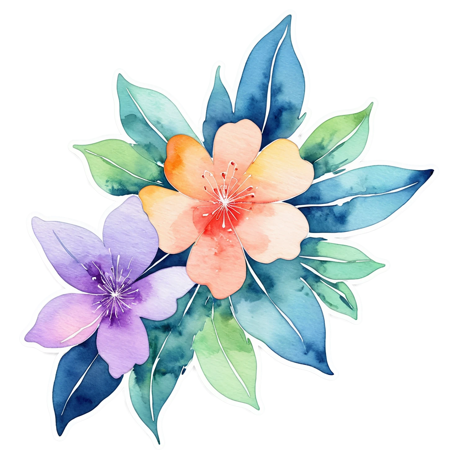 Floral watercolor sticker isolated on transparent background #16227