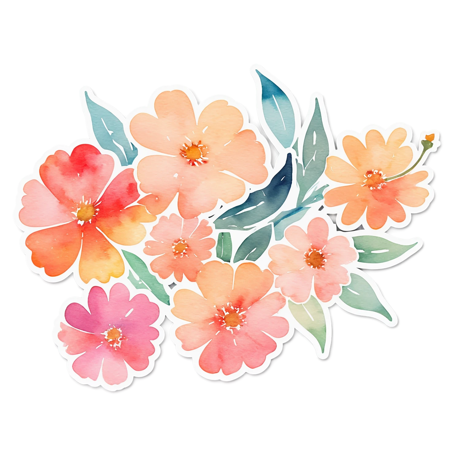 Floral watercolor sticker isolated on transparent background #16229