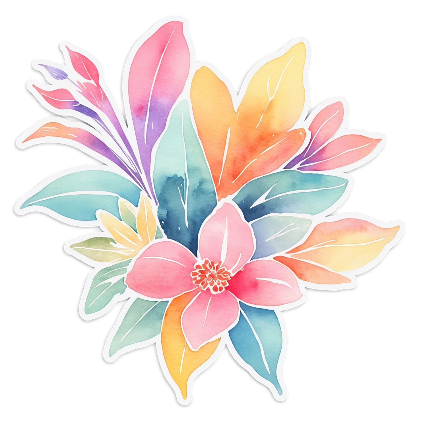 Floral watercolor sticker isolated on transparent background #16233