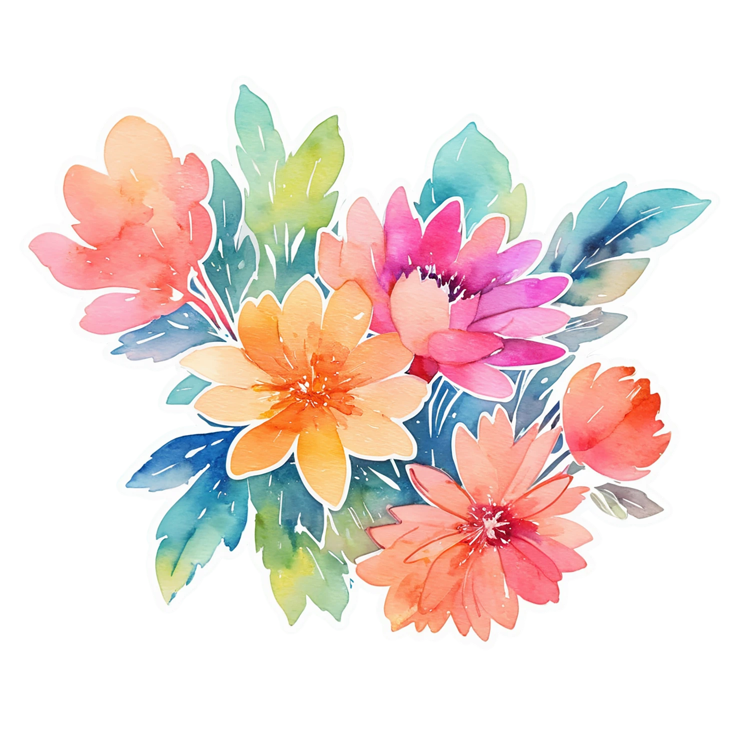 Floral watercolor sticker isolated on transparent background #16234
