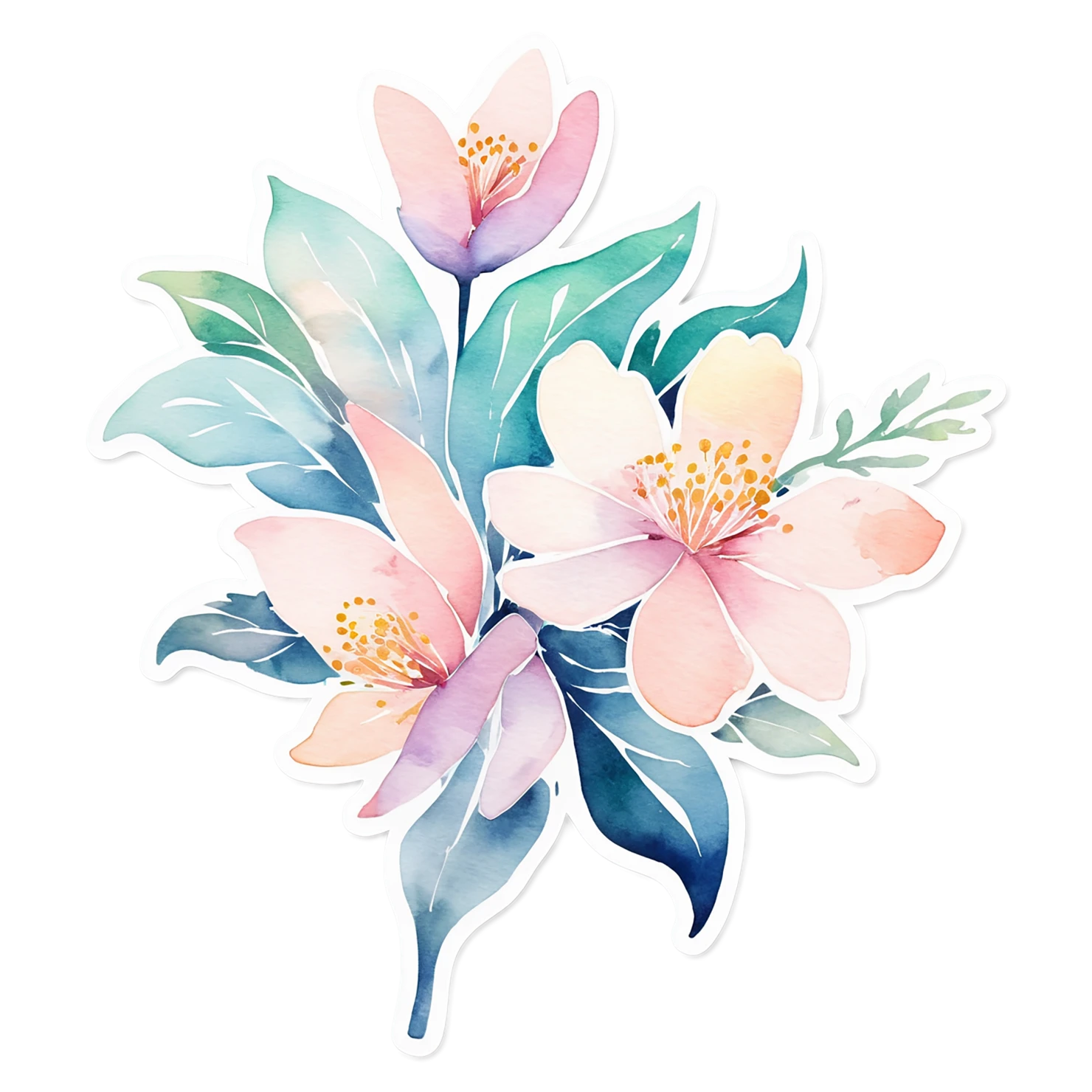Floral watercolor sticker isolated on transparent background #16235
