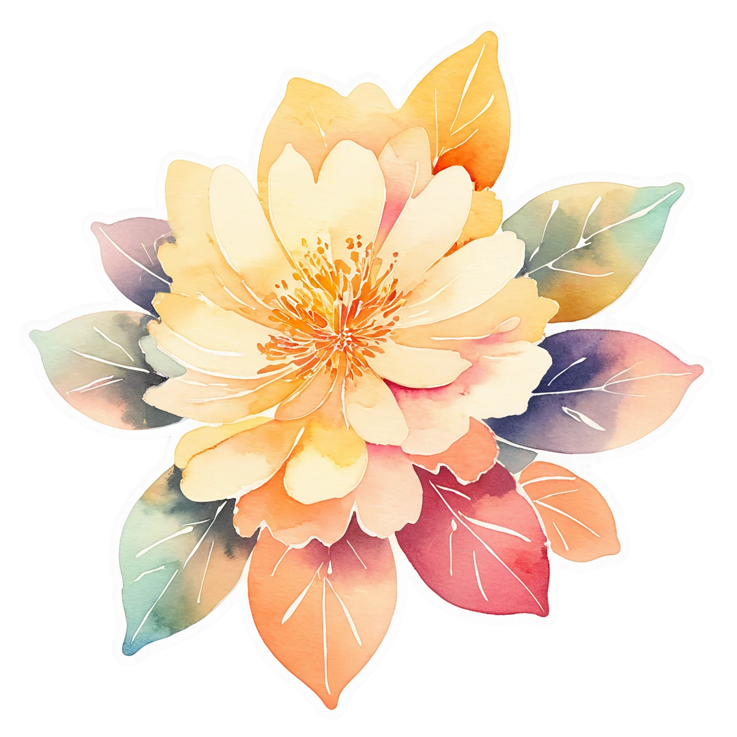 Floral watercolor sticker isolated on transparent background #16236