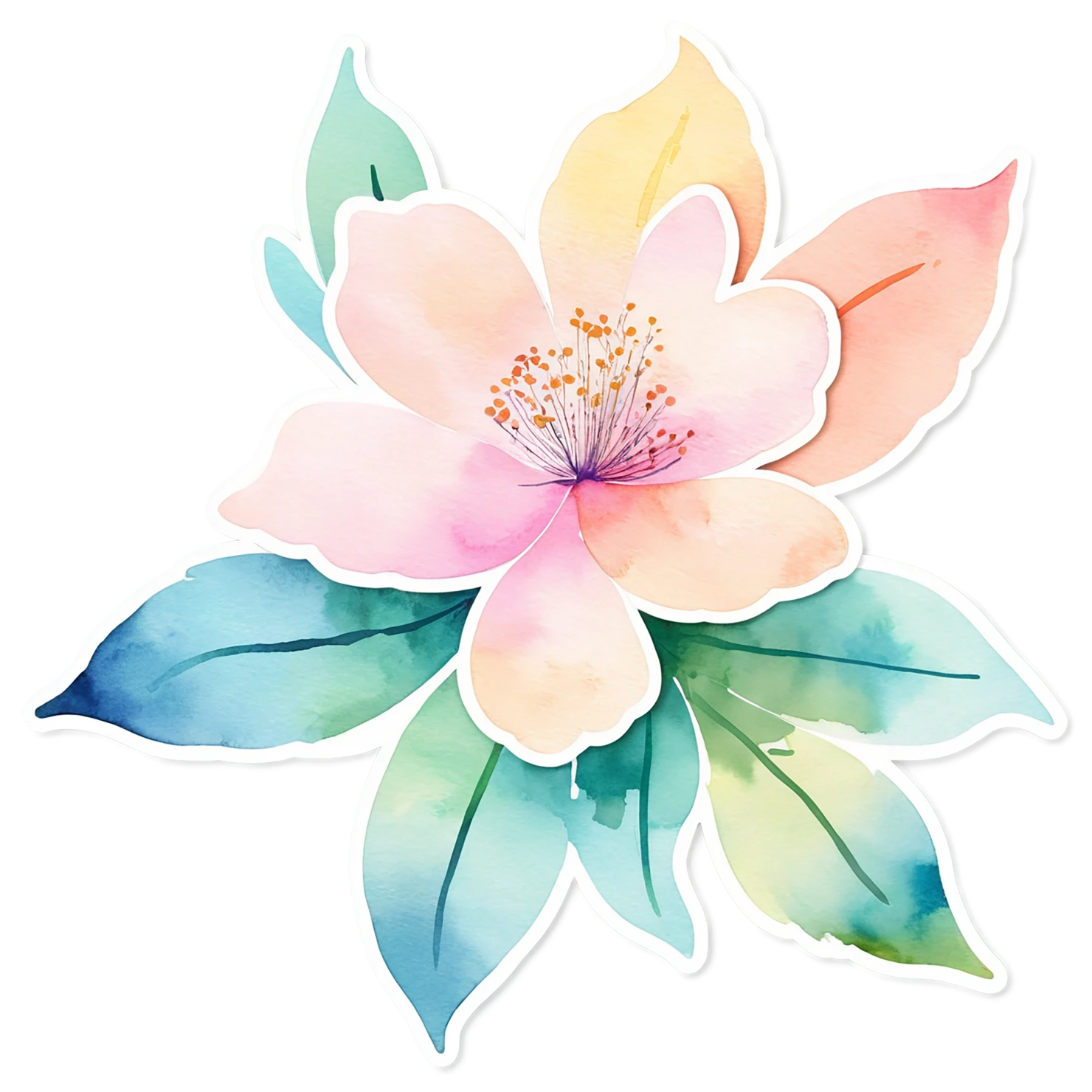 Floral watercolor sticker isolated on transparent background #16238