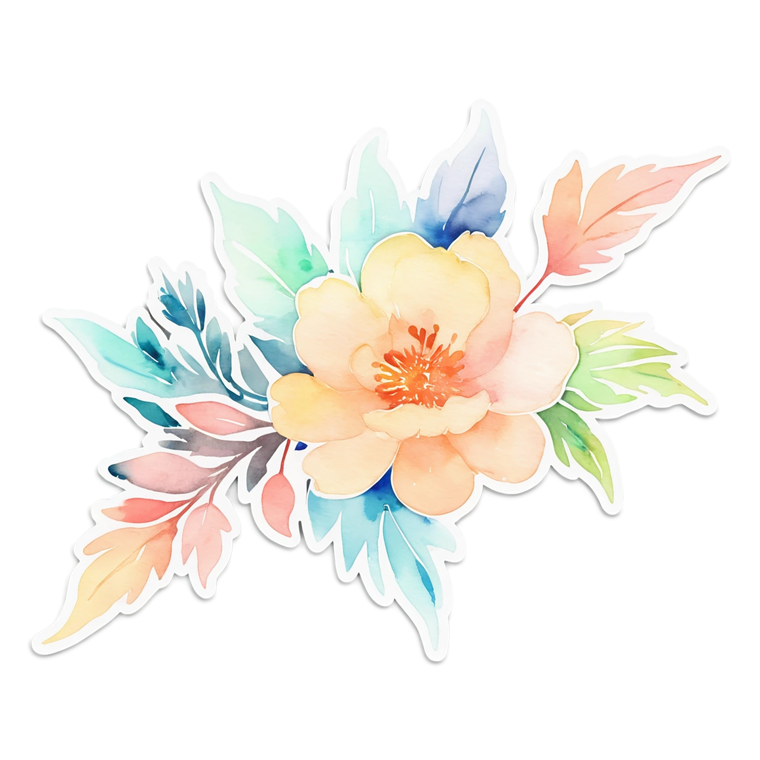 Floral watercolor sticker isolated on transparent background #16239