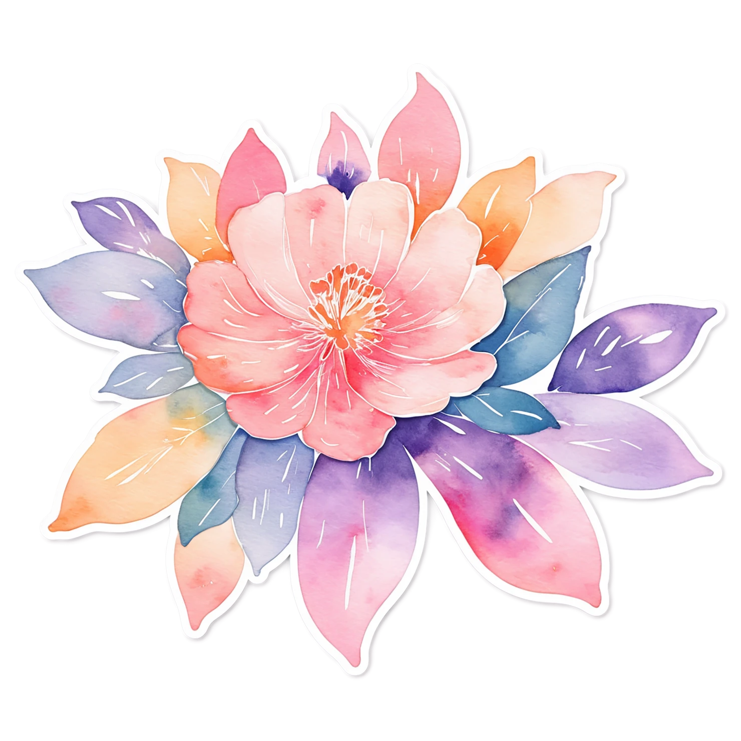 Floral watercolor sticker isolated on transparent background #16241