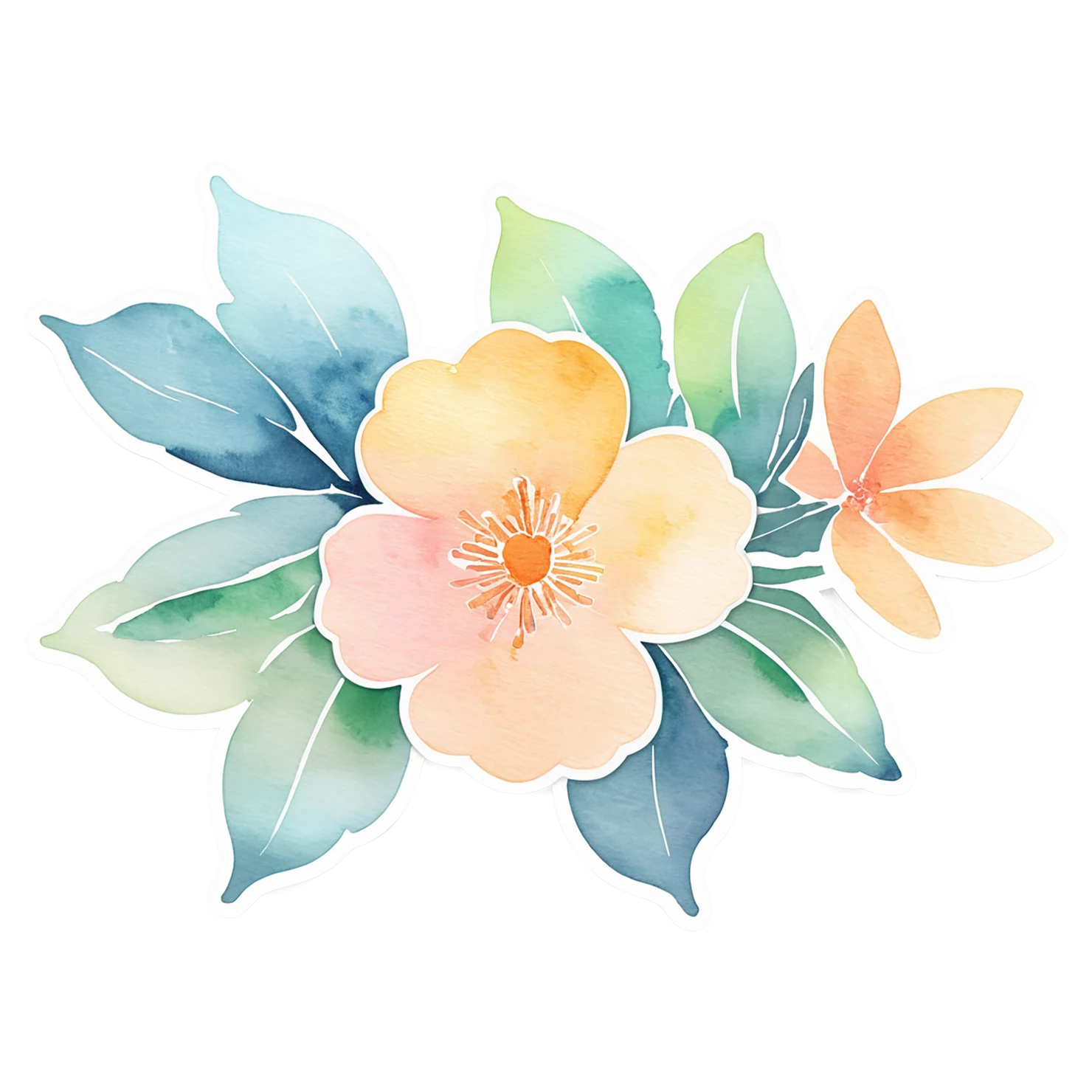 Floral watercolor sticker isolated on transparent background #16243