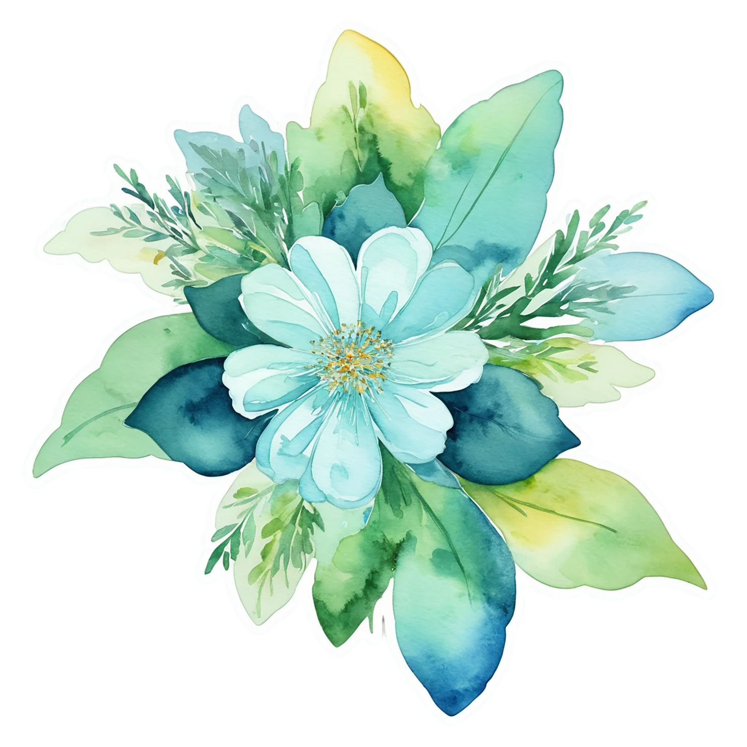 Floral watercolor sticker isolated on transparent background #16245