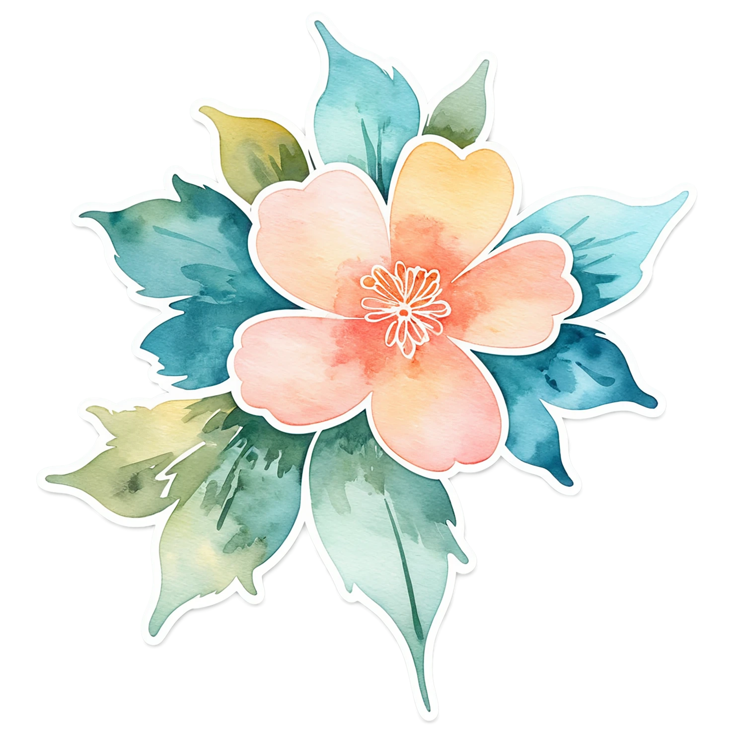 Floral watercolor sticker isolated on transparent background #16246