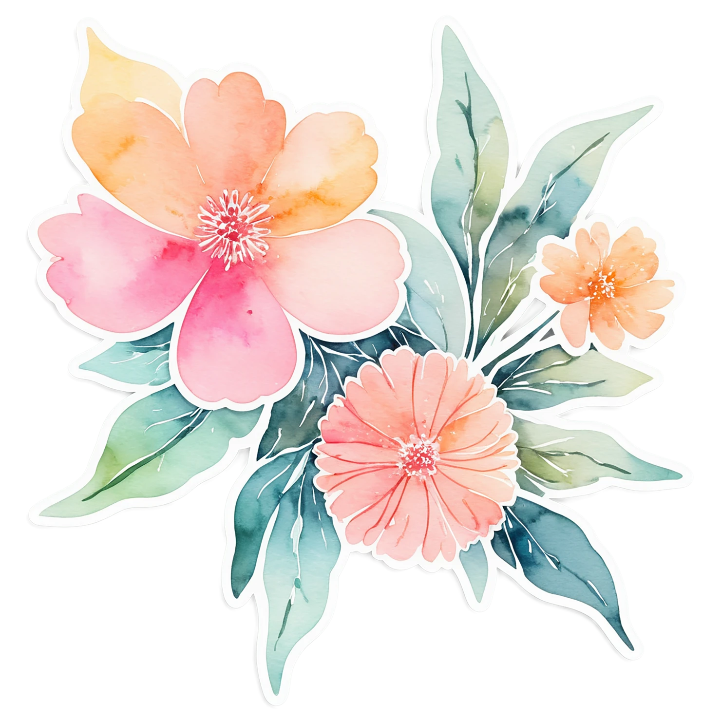 Floral watercolor sticker isolated on transparent background #16247