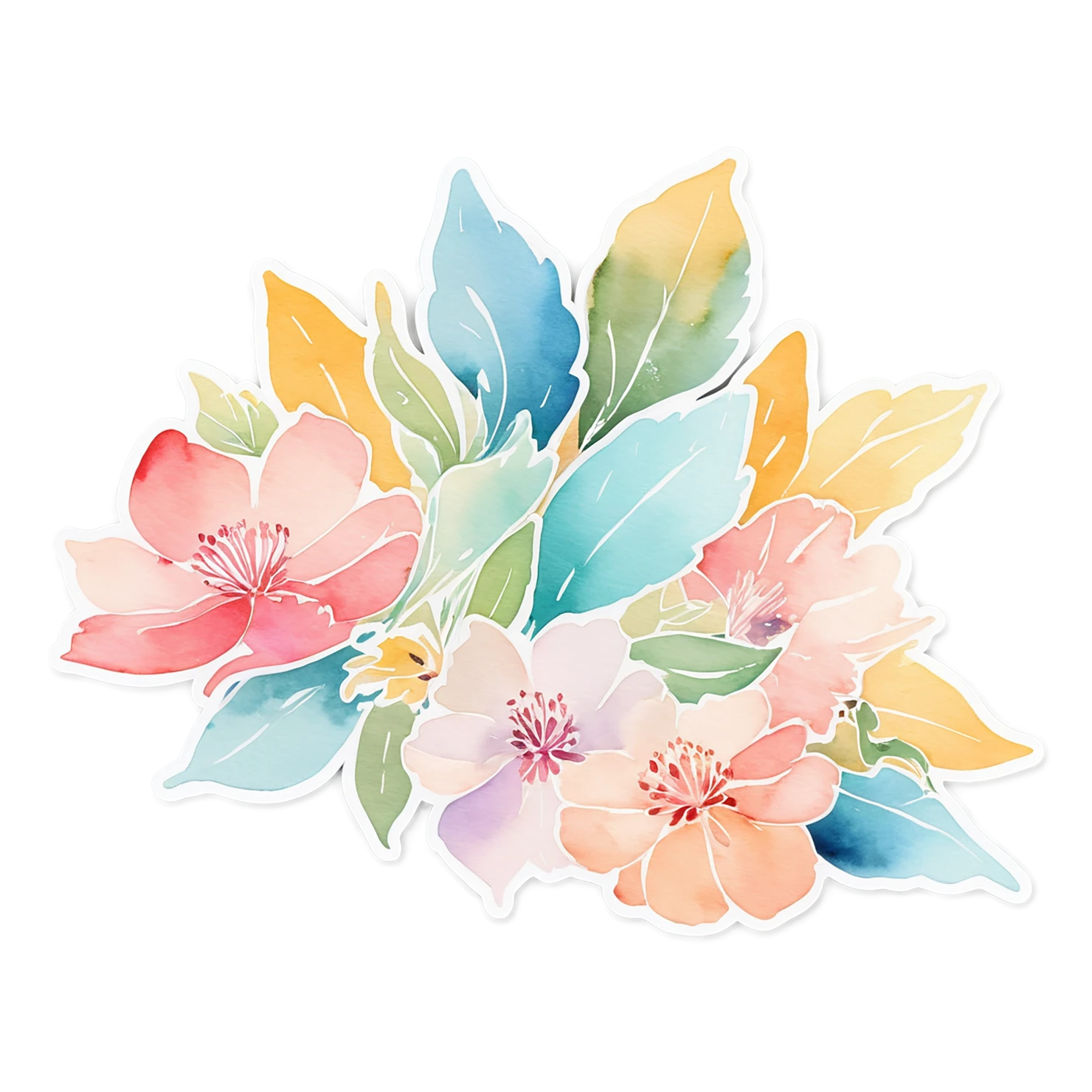 Floral watercolor sticker isolated on transparent background #16250