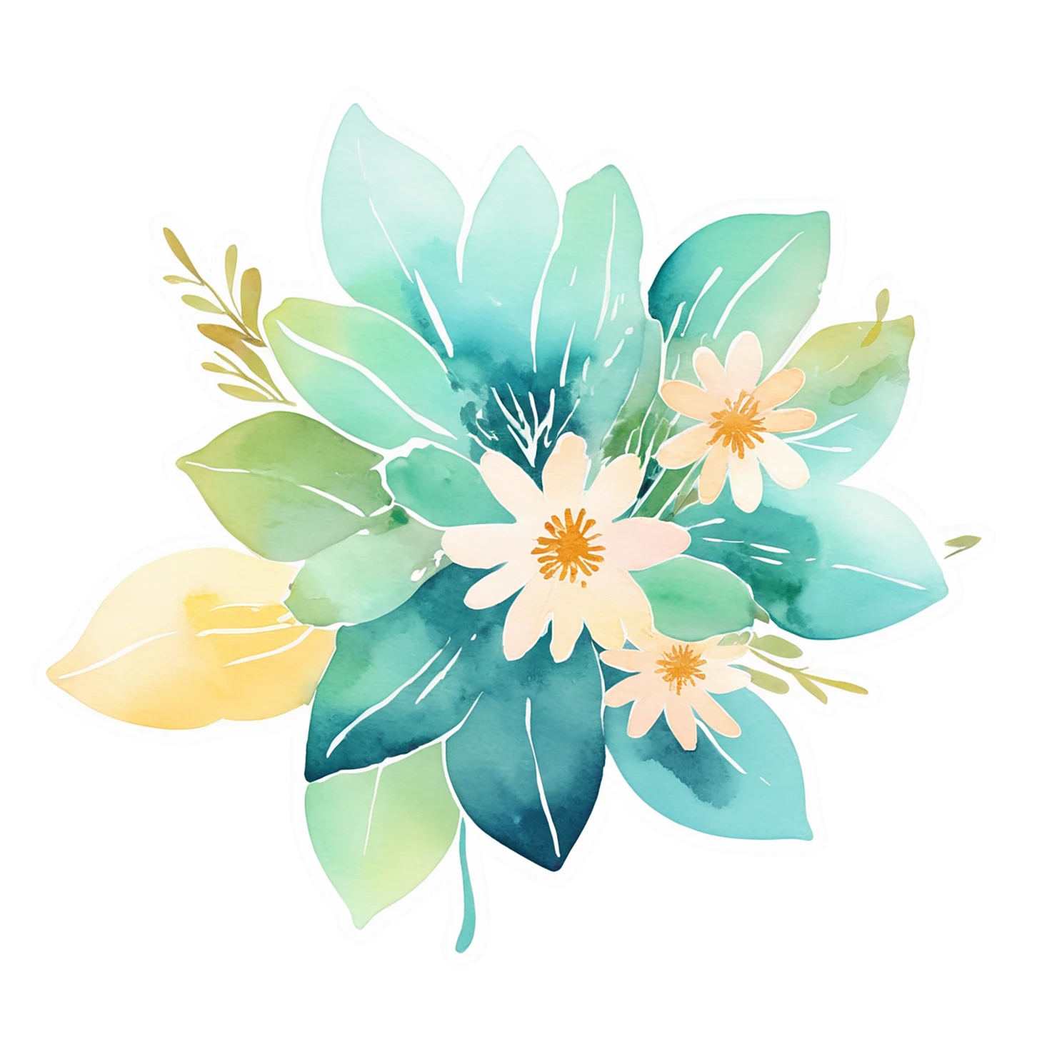 Floral watercolor sticker isolated on transparent background #16254