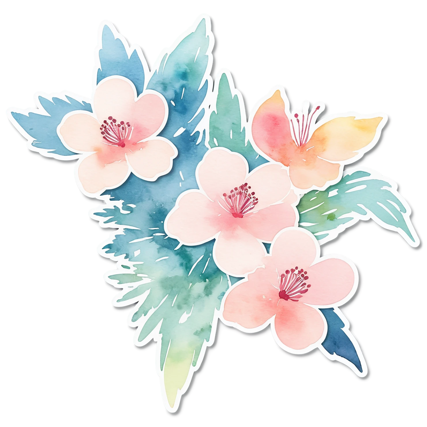 Floral watercolor sticker isolated on transparent background #16257
