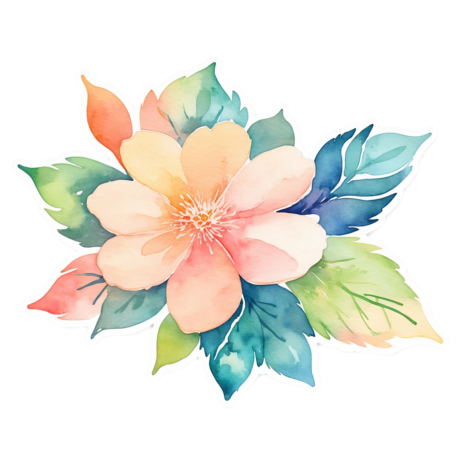 Floral watercolor sticker isolated on transparent background #16258