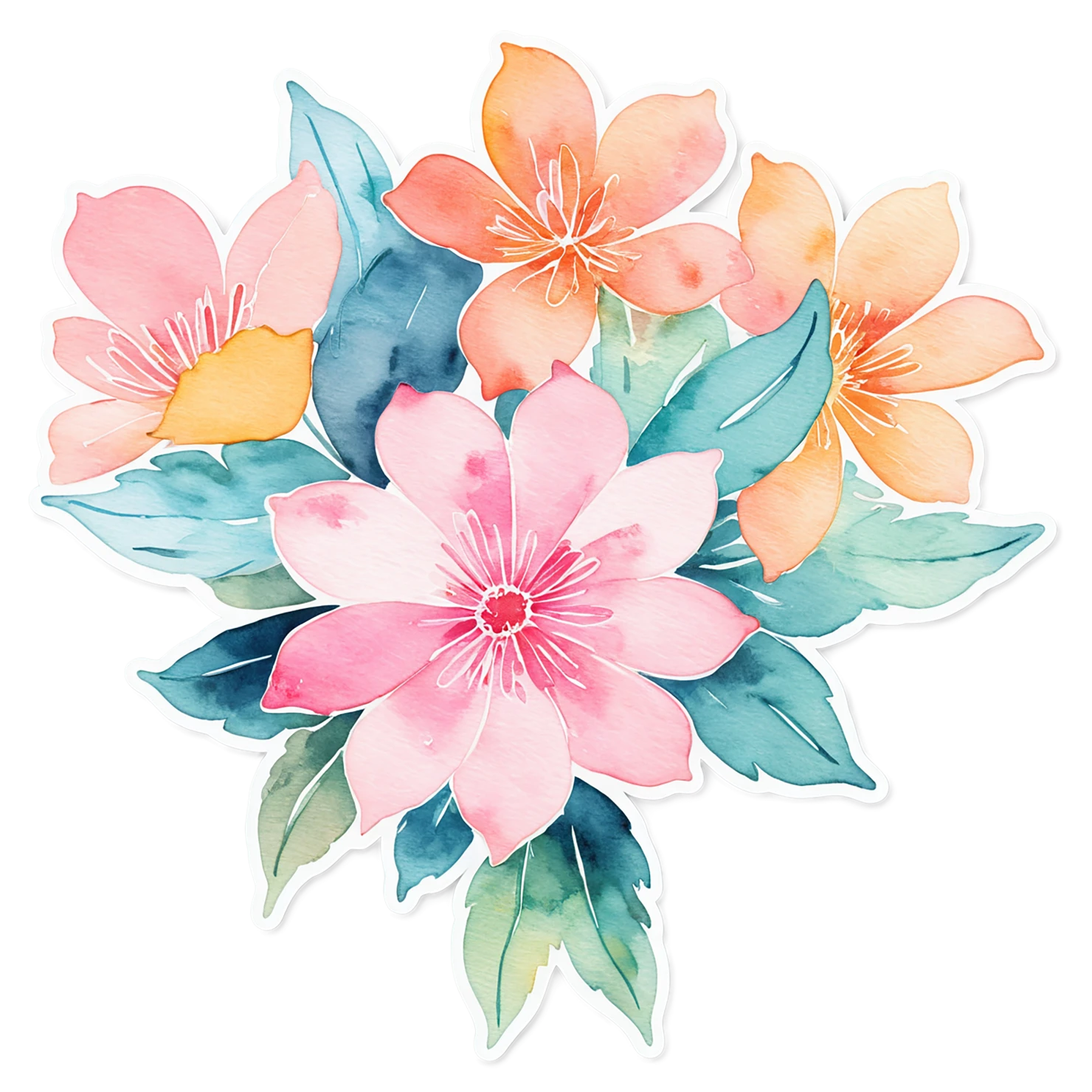 Floral watercolor sticker isolated on transparent background #16260