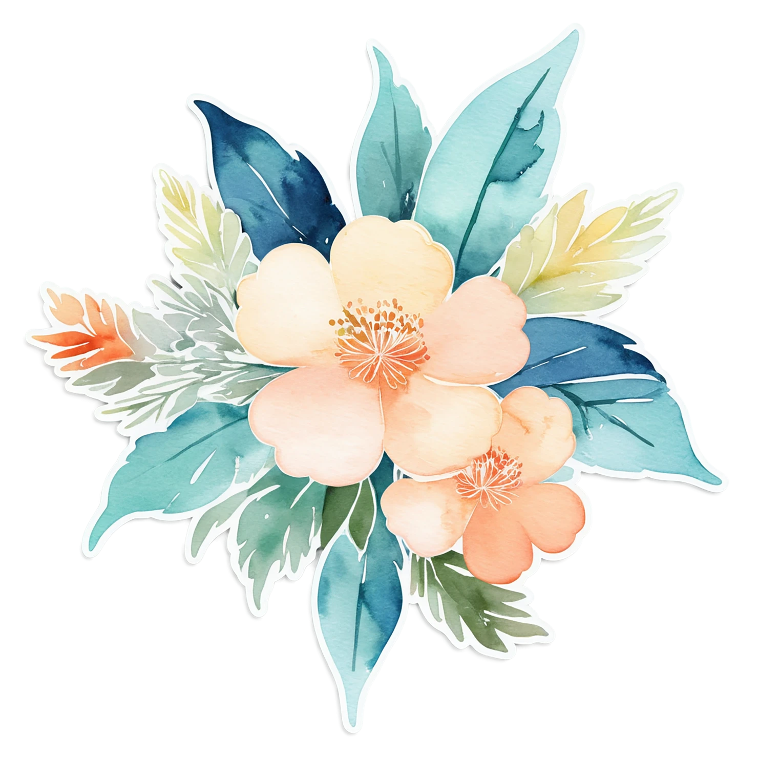 Floral watercolor sticker isolated on transparent background #16261