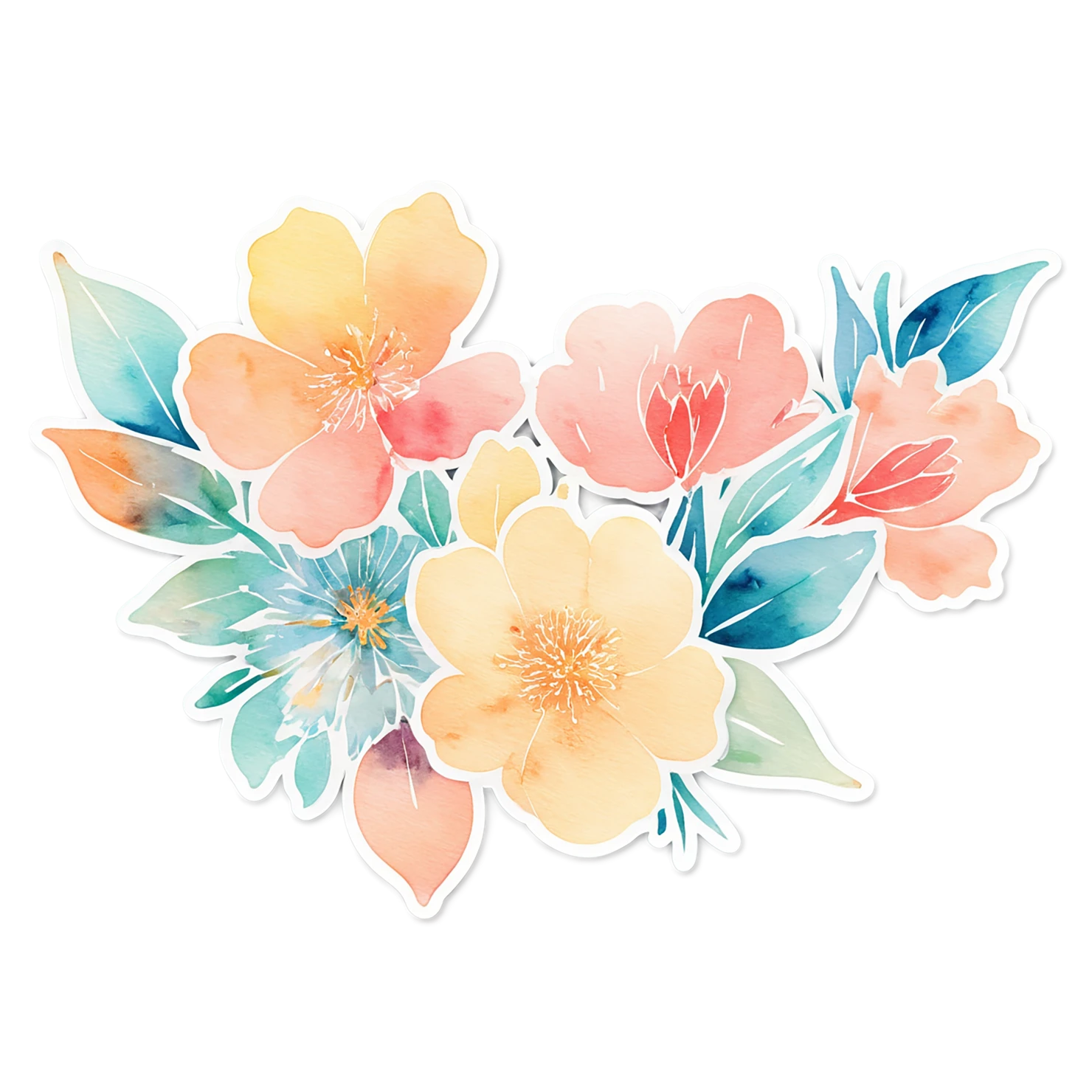 Floral watercolor sticker isolated on transparent background #16262