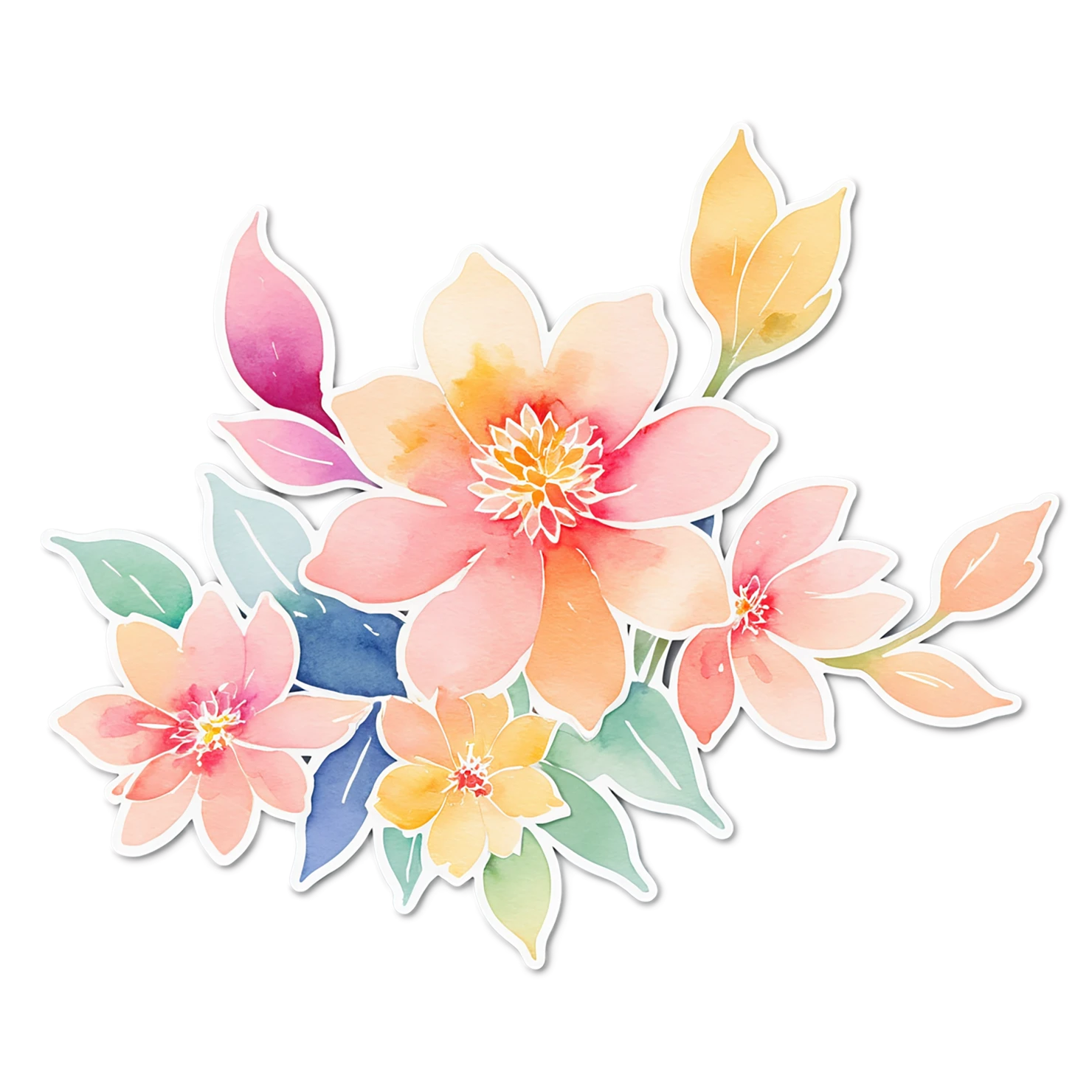 Floral watercolor sticker isolated on transparent background #16264