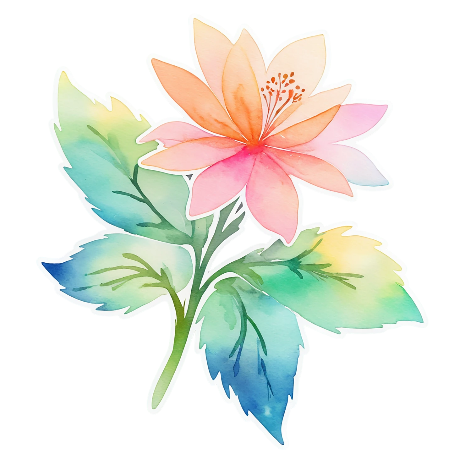 Floral watercolor sticker isolated on transparent background #16267