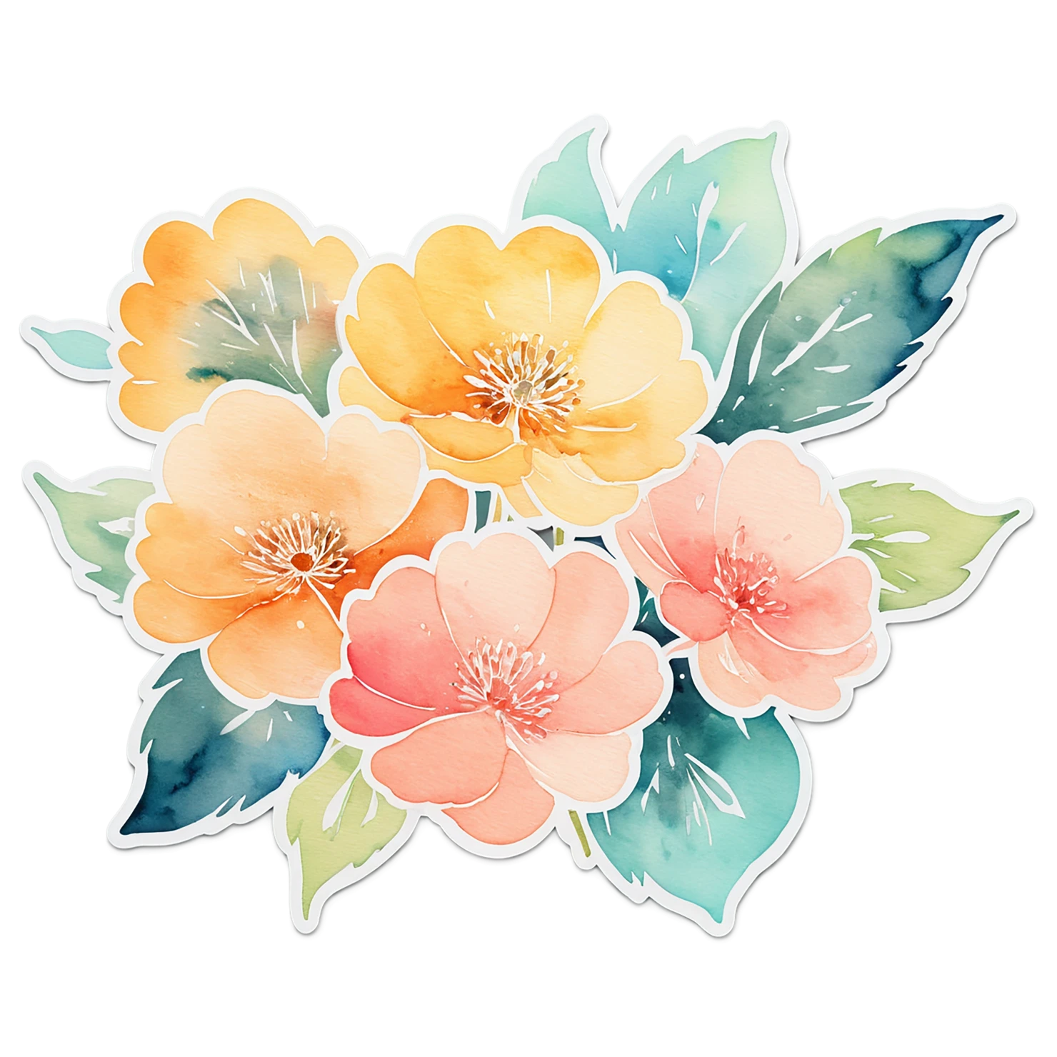Floral watercolor sticker isolated on transparent background #16269