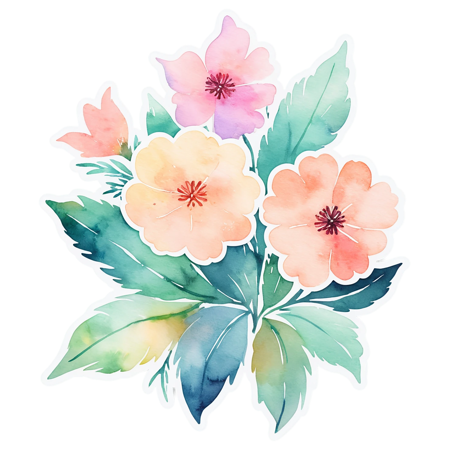 Floral watercolor sticker isolated on transparent background #16272