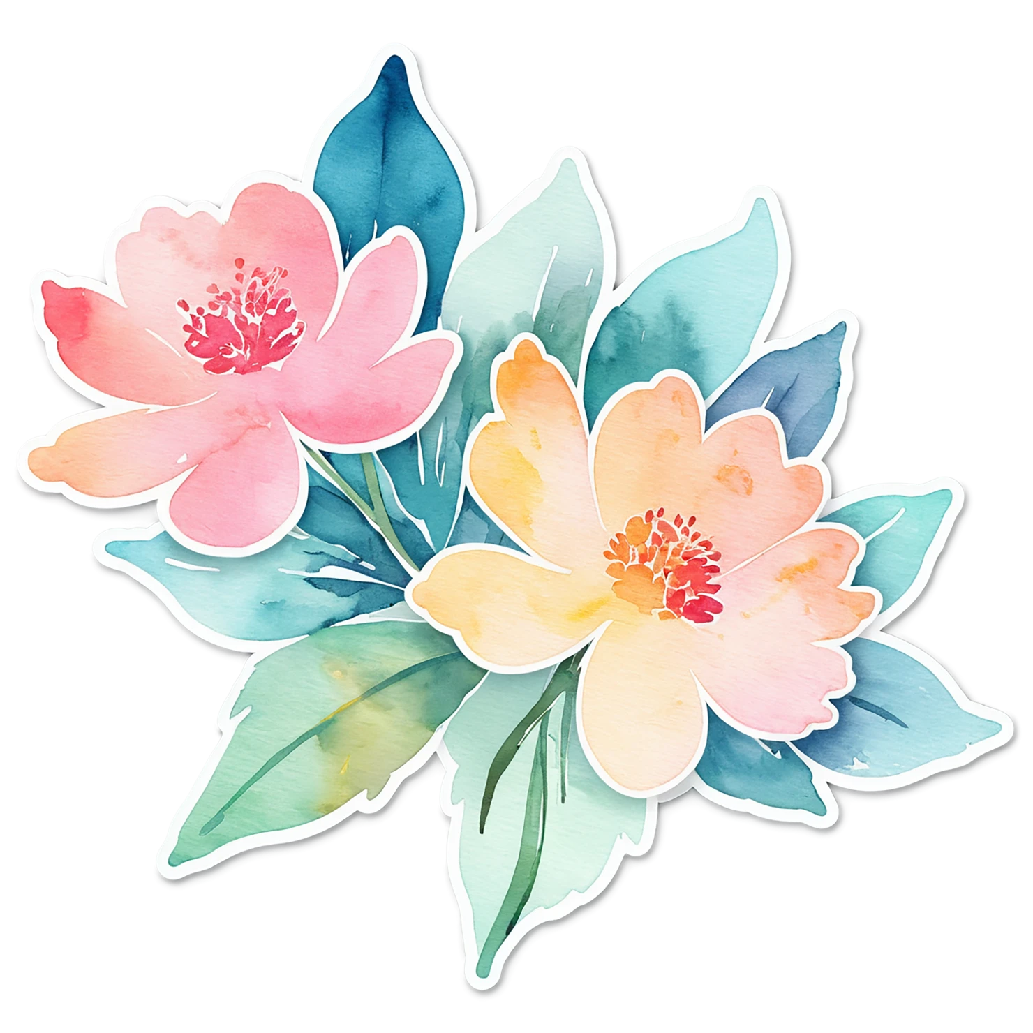 Floral watercolor sticker isolated on transparent background #16274