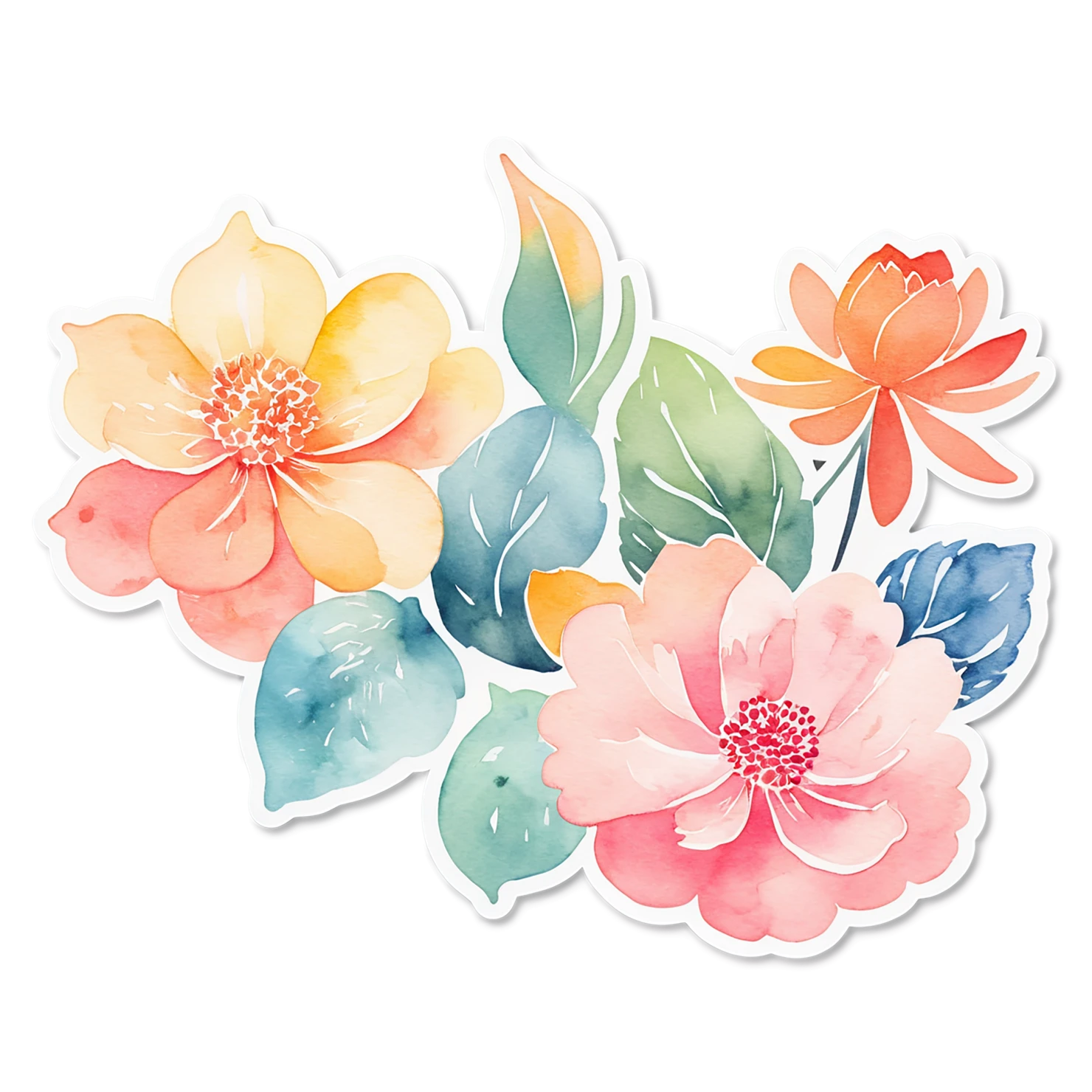 Floral watercolor sticker isolated on transparent background #16275