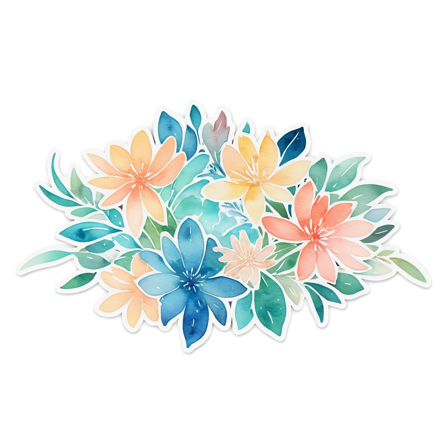 Floral watercolor sticker isolated on transparent background #16276