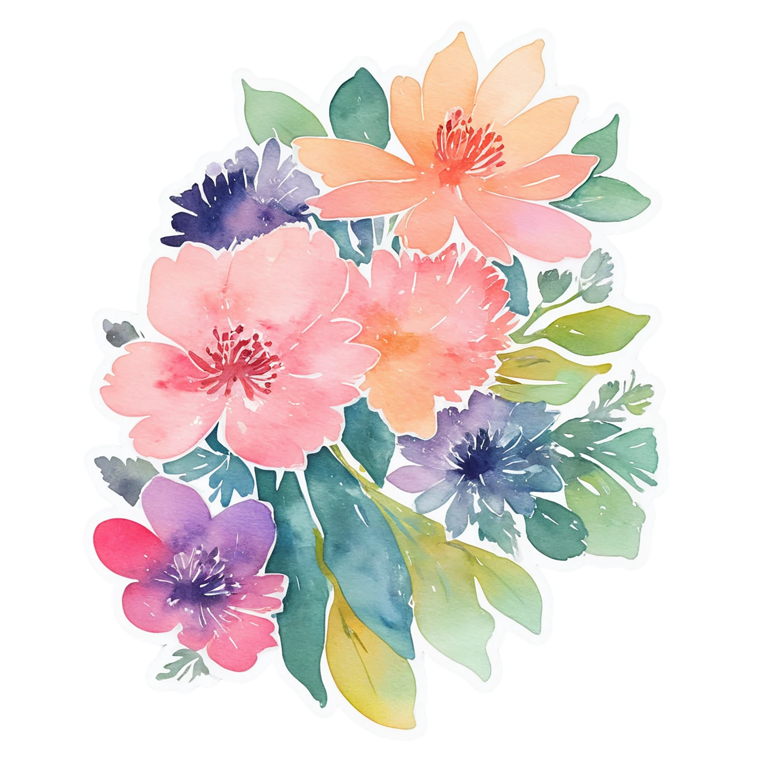 Floral watercolor sticker isolated on transparent background #16279