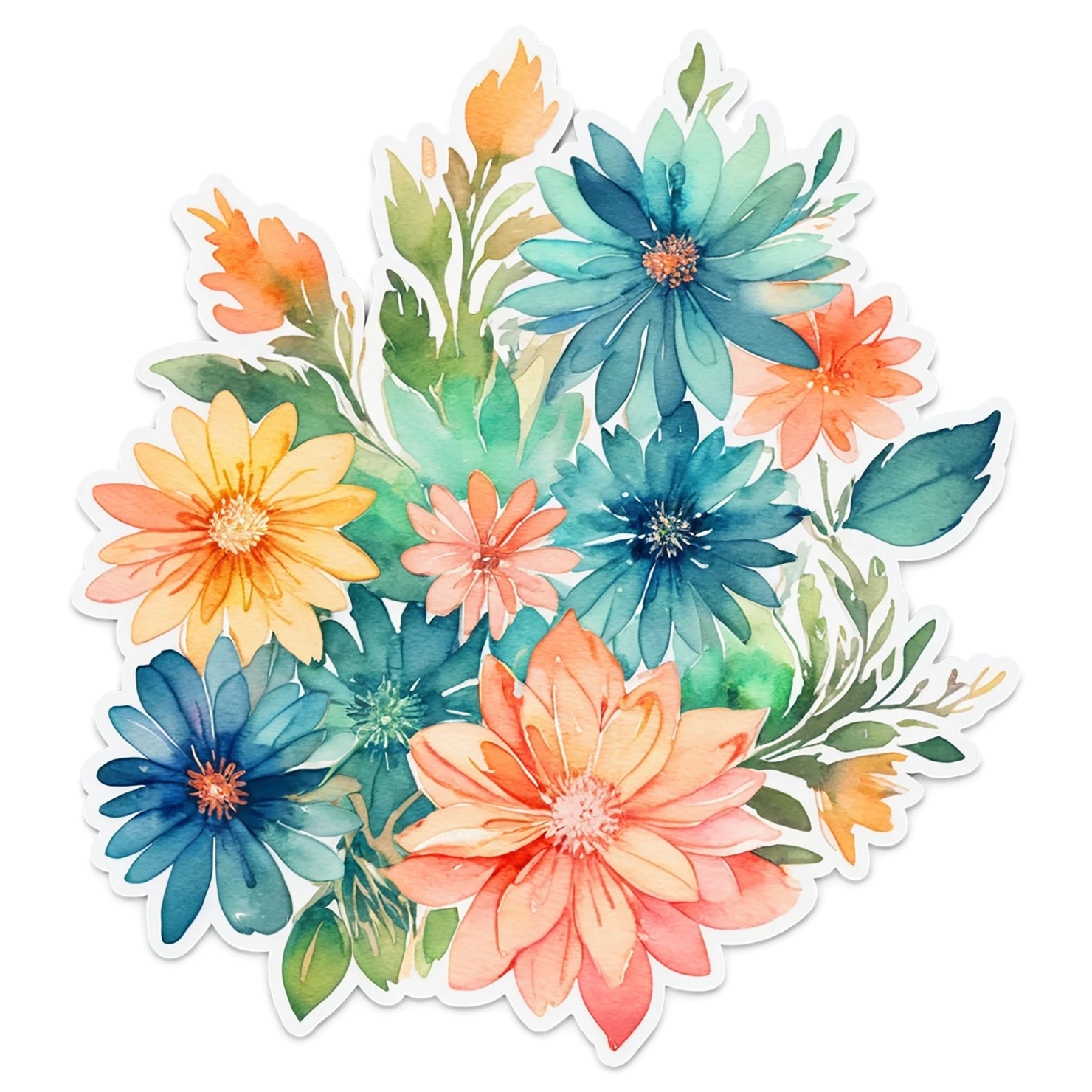 Floral watercolor sticker isolated on transparent background #16282