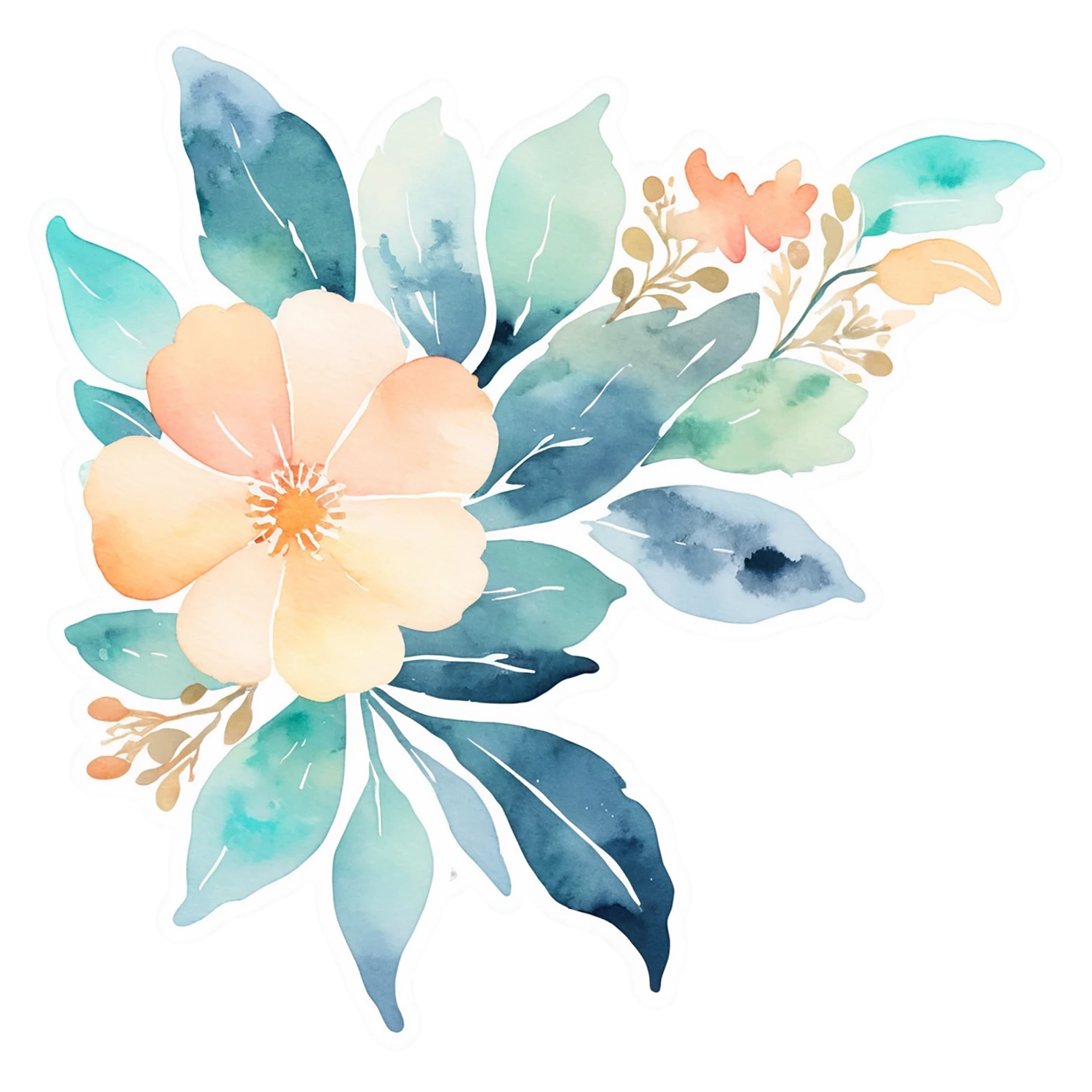 Floral watercolor sticker isolated on transparent background #16285