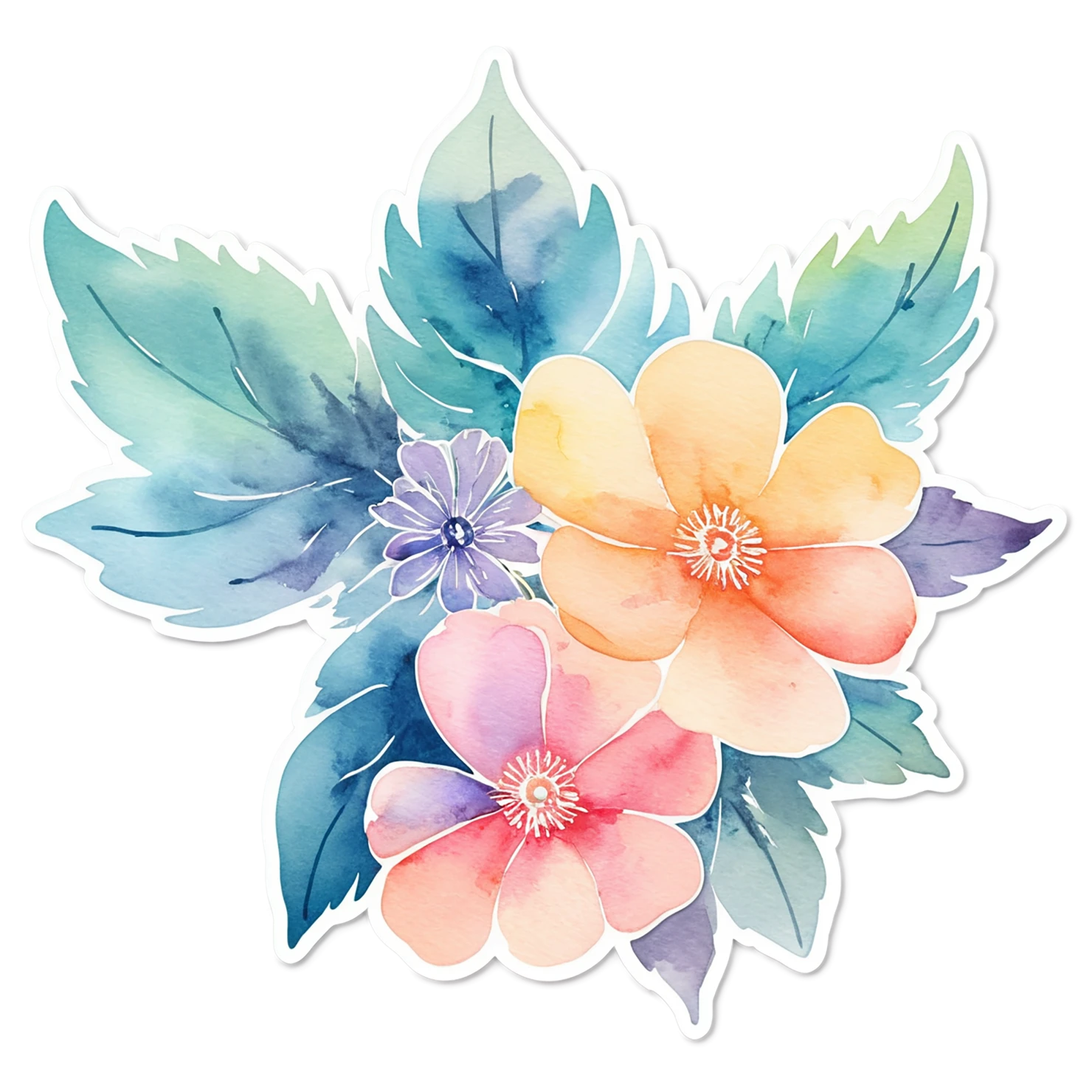 Floral watercolor sticker isolated on transparent background #16290