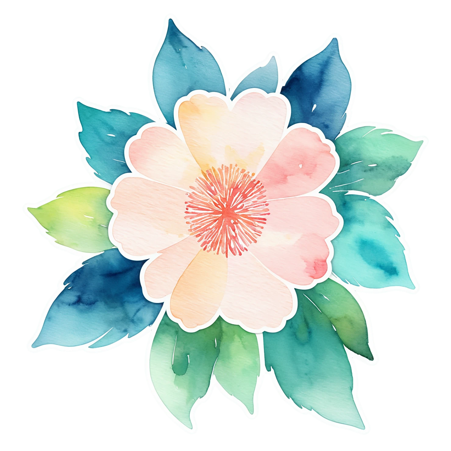 Floral watercolor sticker isolated on transparent background #16292