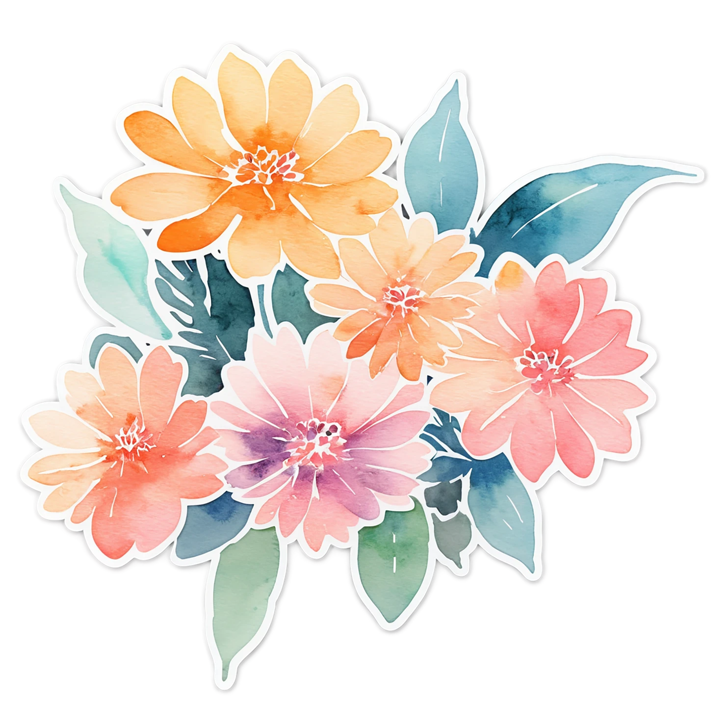 Floral watercolor sticker isolated on transparent background #16293