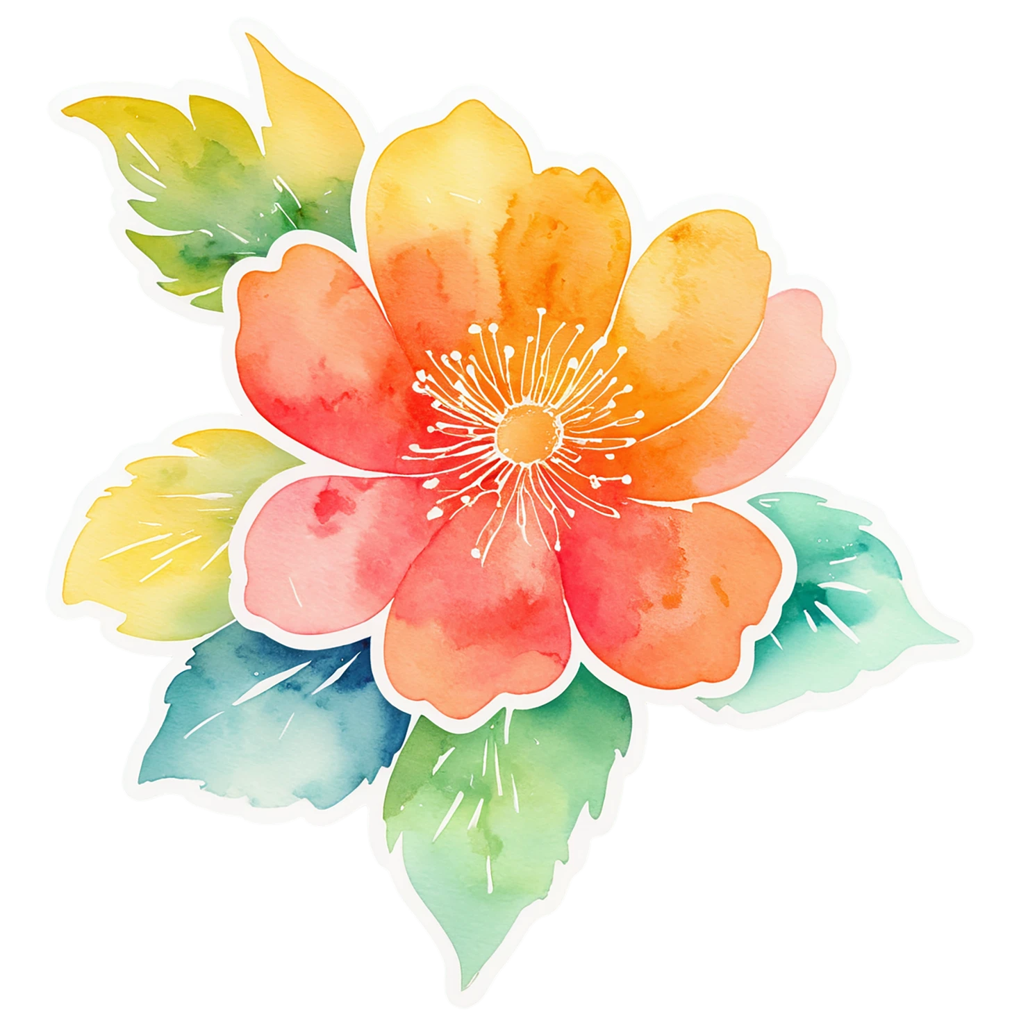 Floral watercolor sticker isolated on transparent background #16294