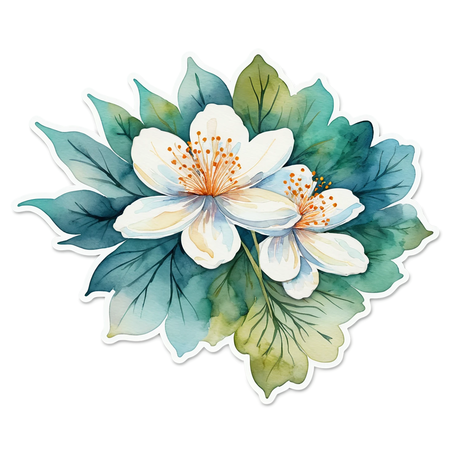 Floral watercolor sticker isolated on transparent background #16295