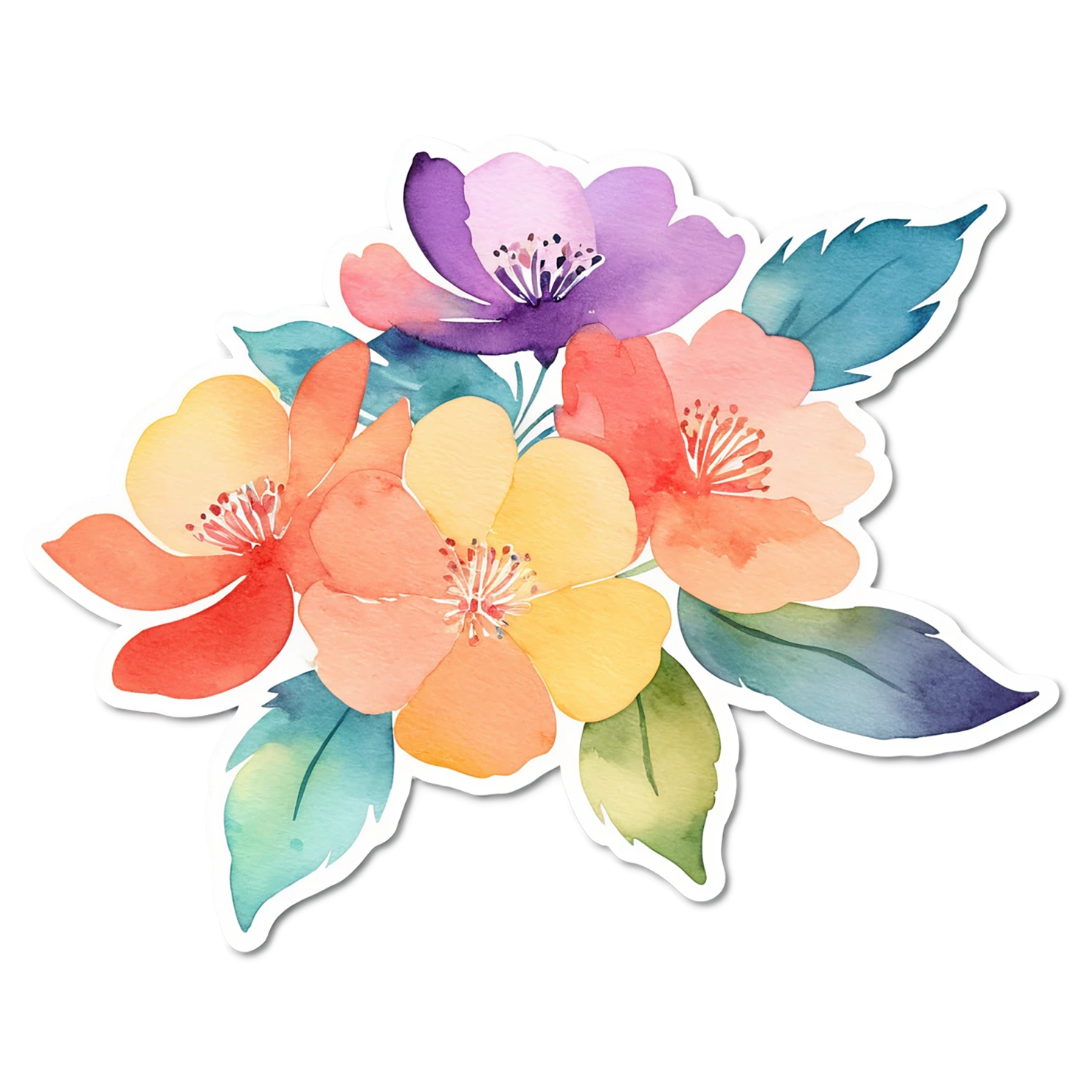 Floral watercolor sticker isolated on transparent background #16298