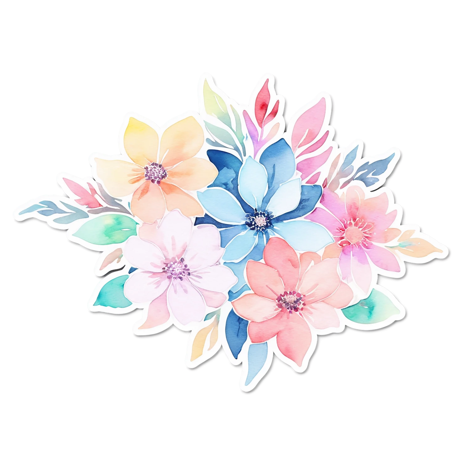 Floral watercolor sticker isolated on transparent background #16299