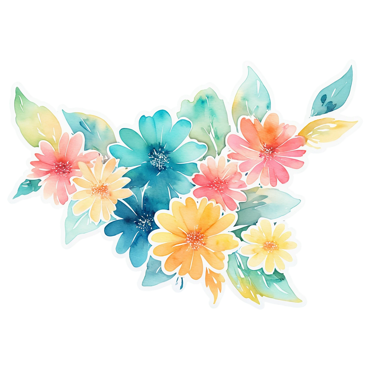 Floral watercolor sticker isolated on transparent background #16301