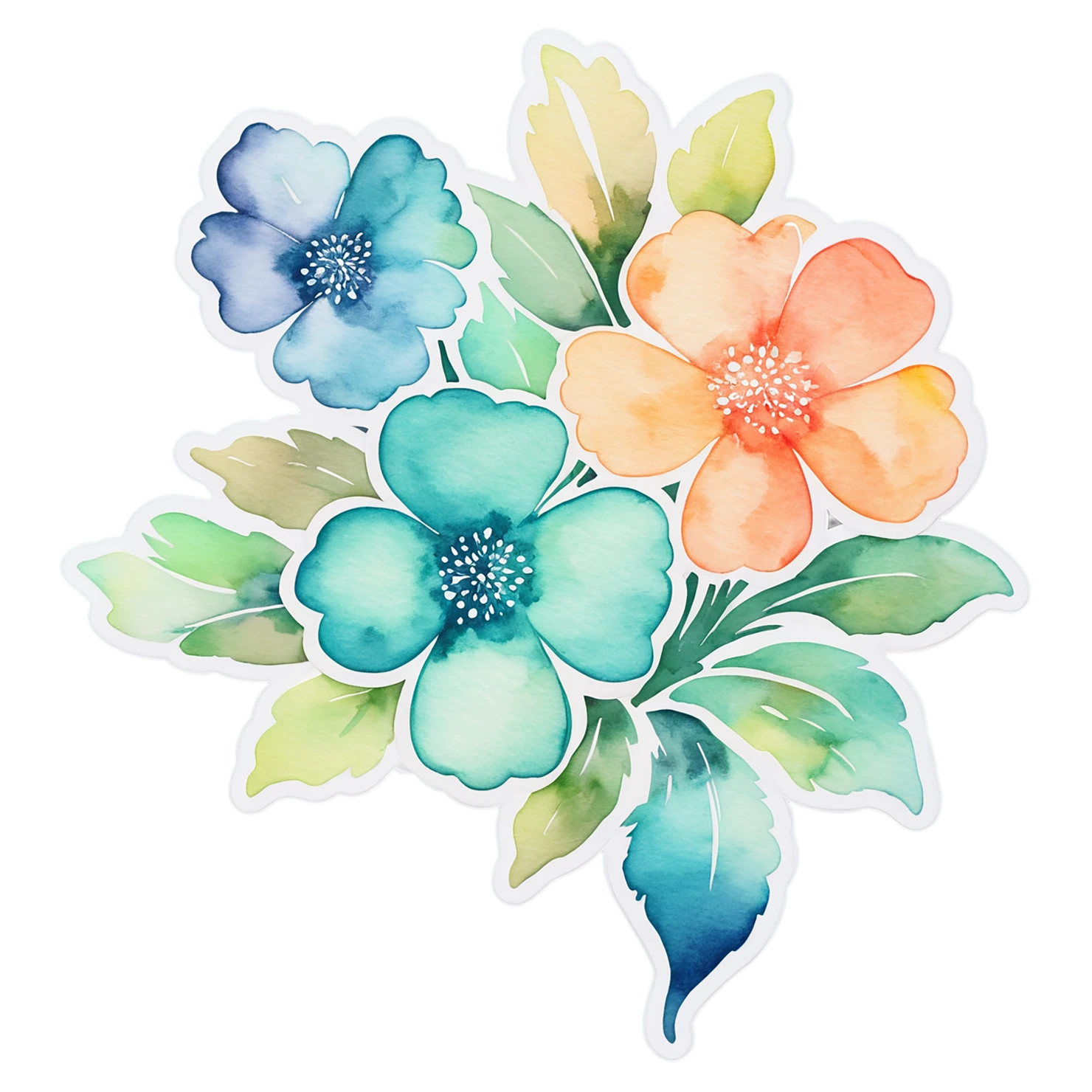 Floral watercolor sticker isolated on transparent background #16302