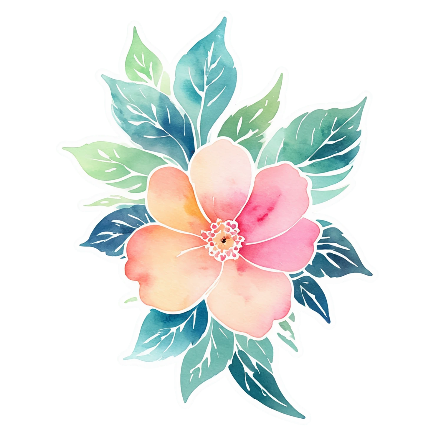 Floral watercolor sticker isolated on transparent background #16303