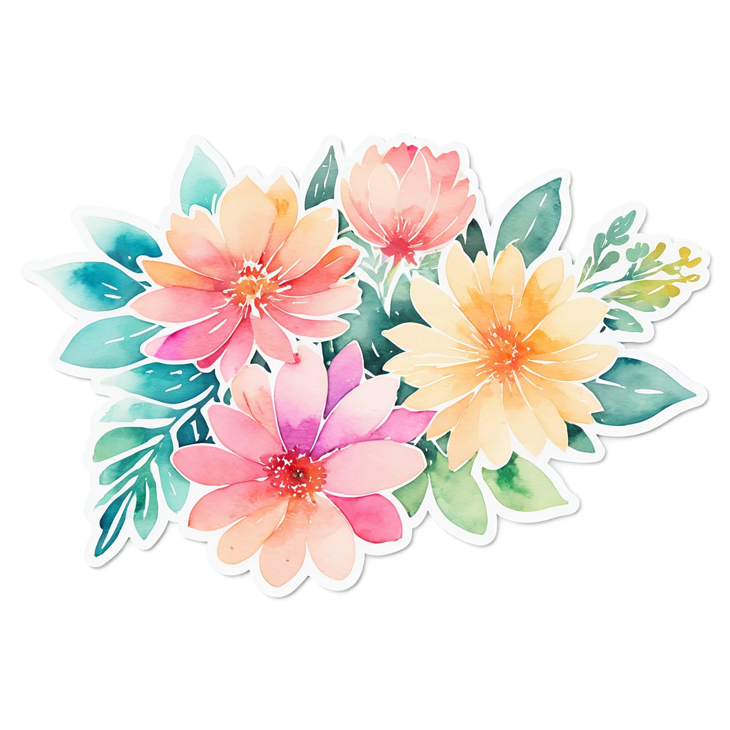 Floral watercolor sticker isolated on transparent background #16305